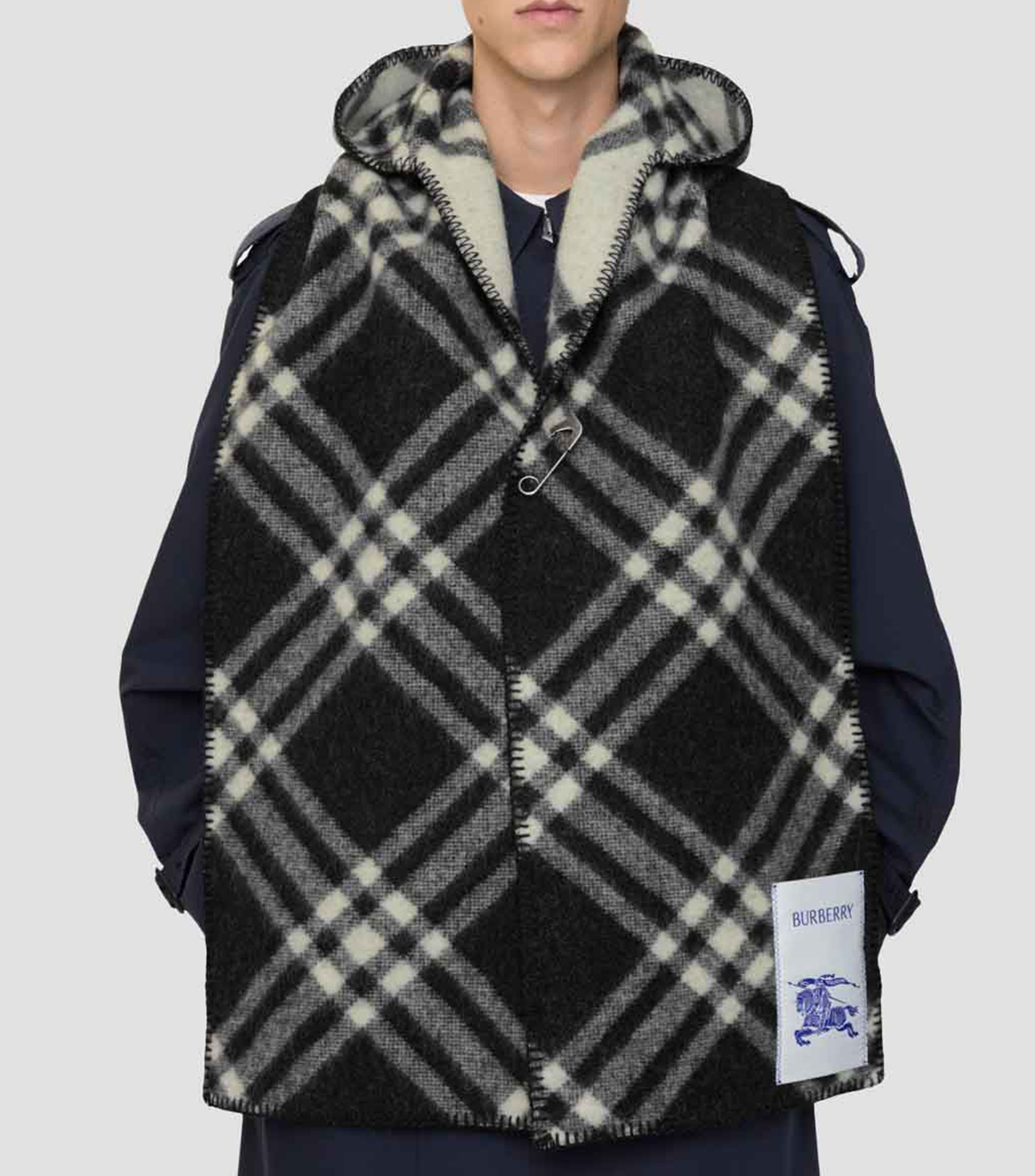 Bufanda con capucha negra a cuadros Unisex
