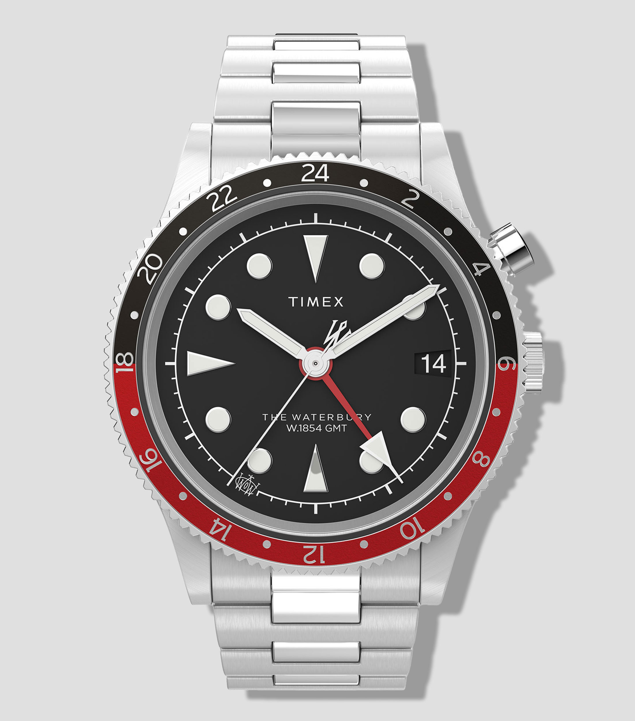 Reloj para Hombre Waterbury Traditional GMT Casual, Plateado, Negro, Rojo