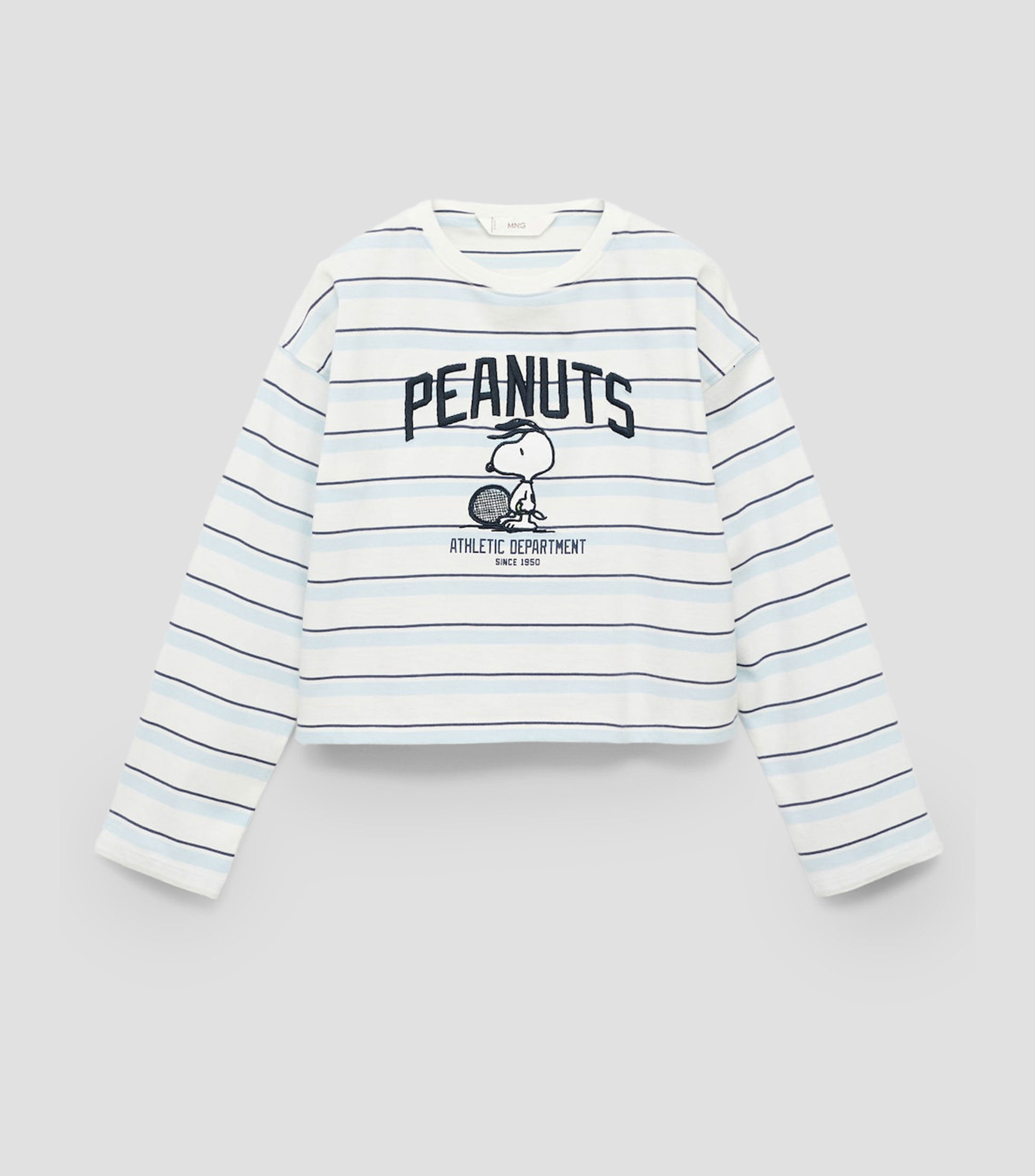 Playera bordado Snoopy cuello redondo y manga larga Niña