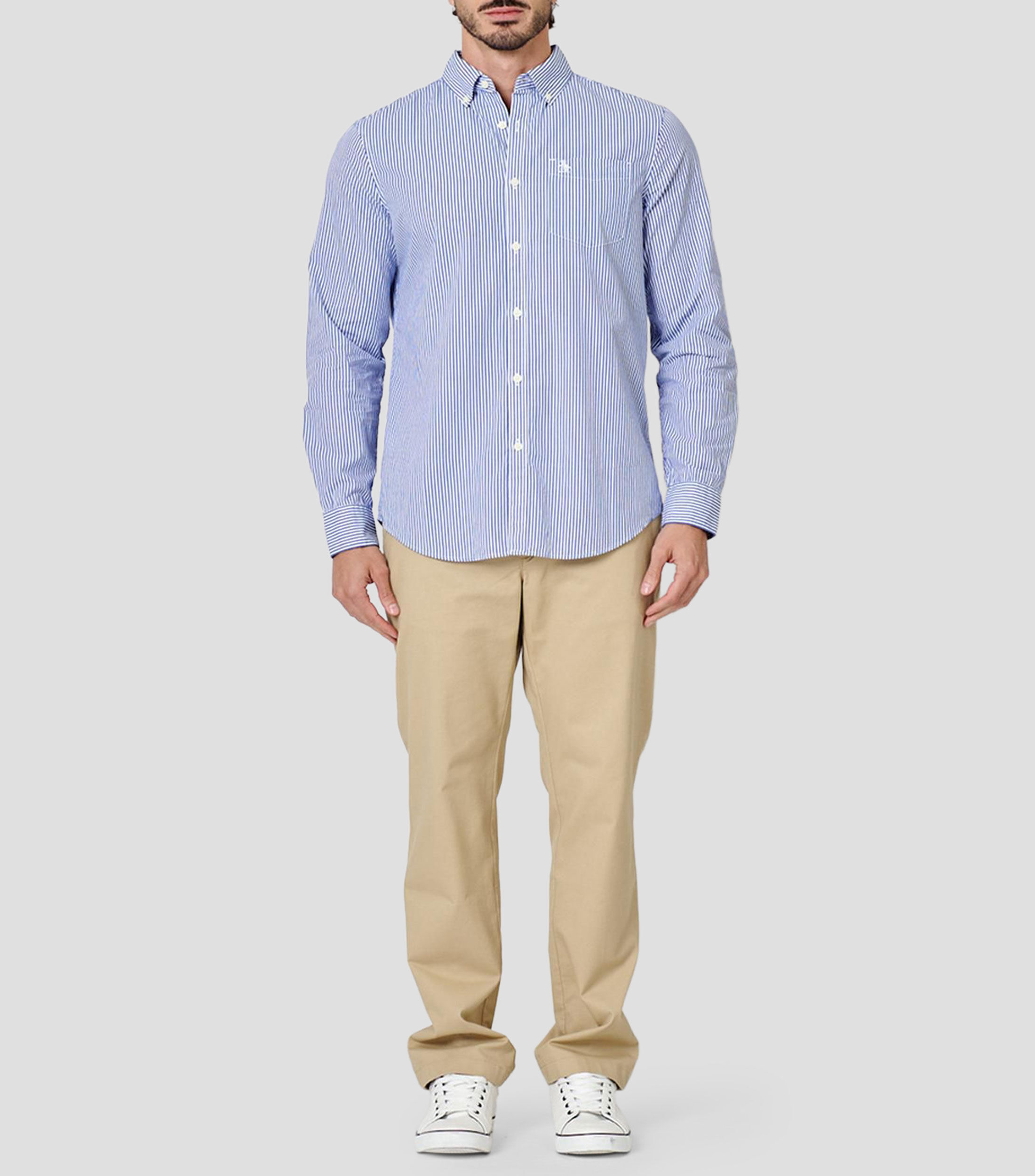 Camisa de rayas con manga larga Hombre