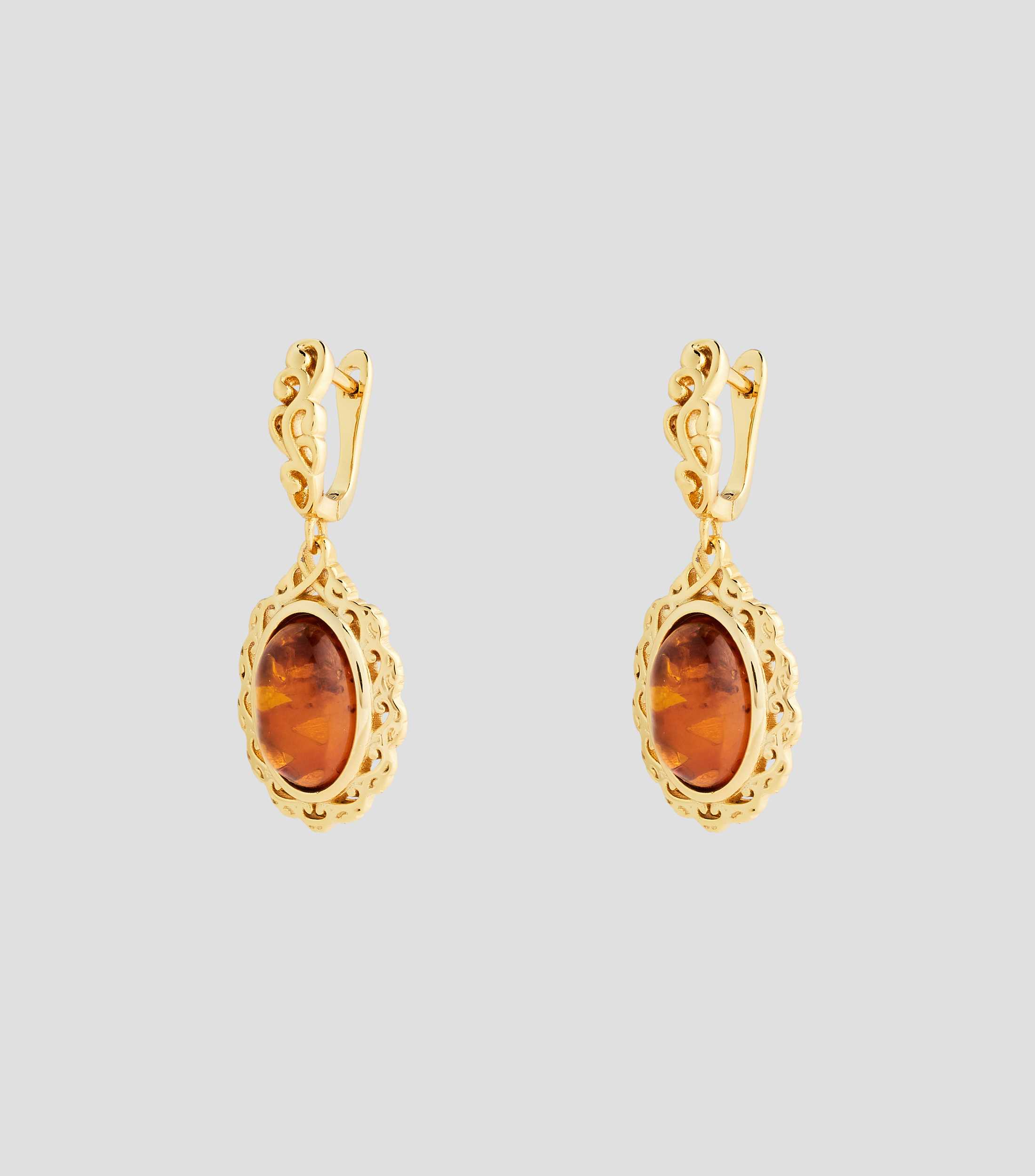 Aretes en Plata .925 con ámbar Mujer