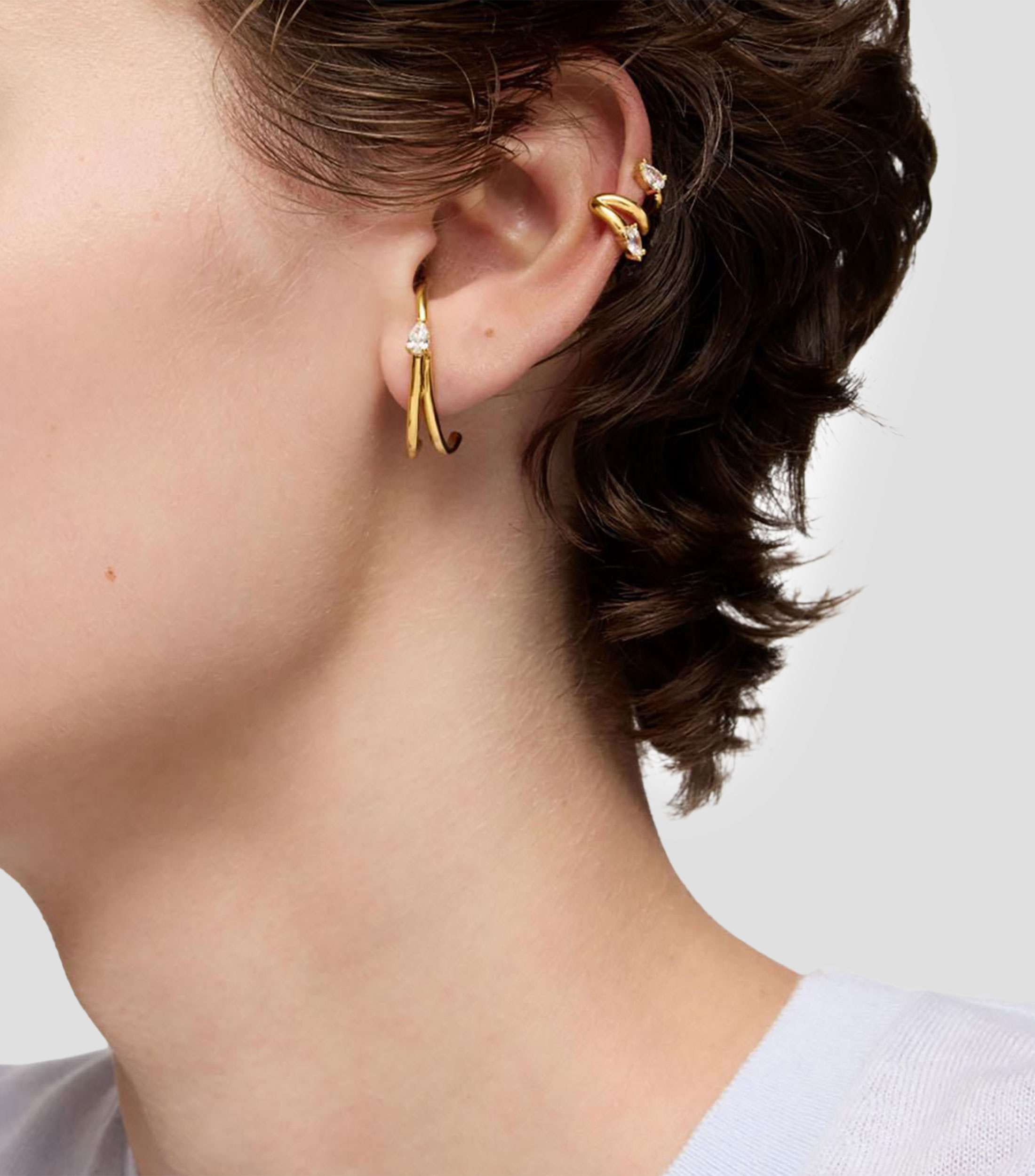 Arete earcuff en plata con diamantes Lio LGD Mujer