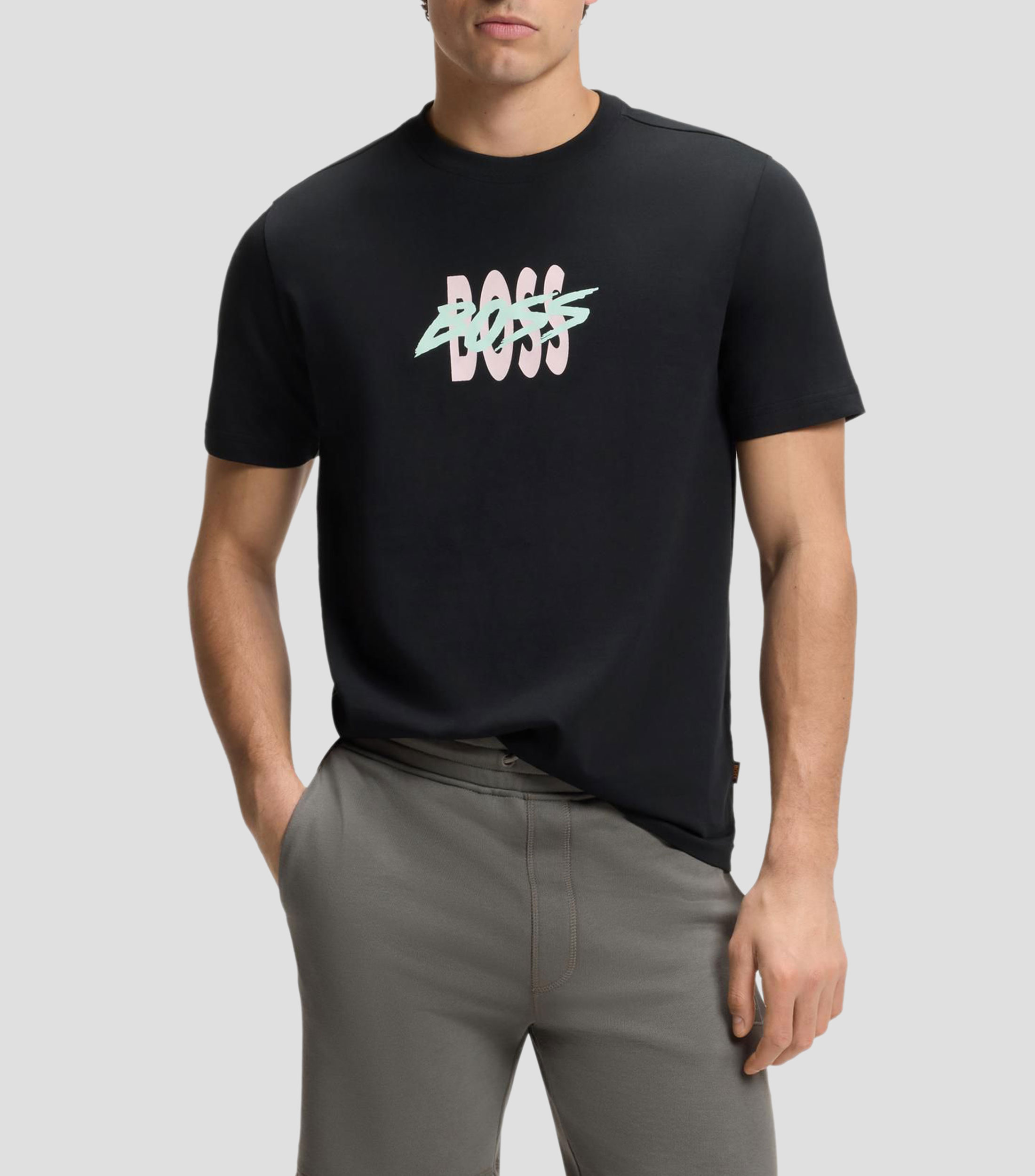 Playera de punto de algodón con logo de diseño Hombre