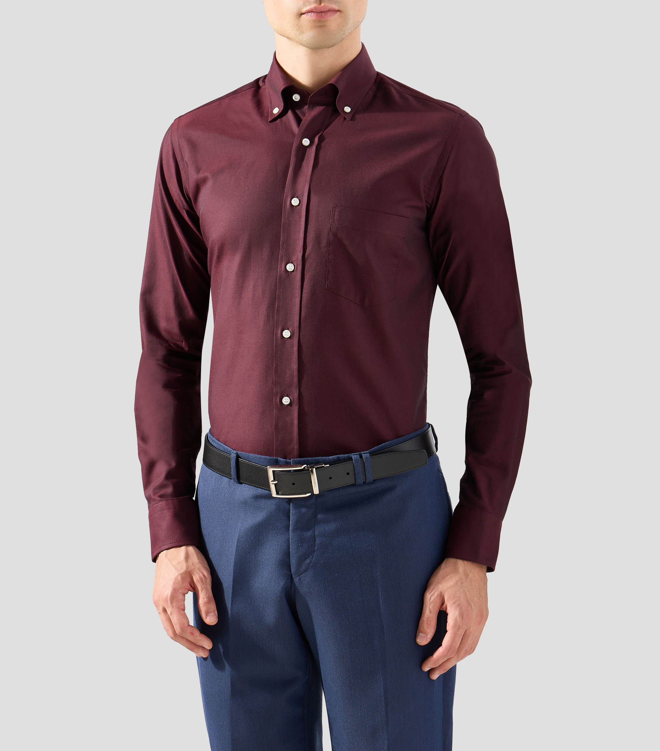 Camisa lisa manga larga Hombre