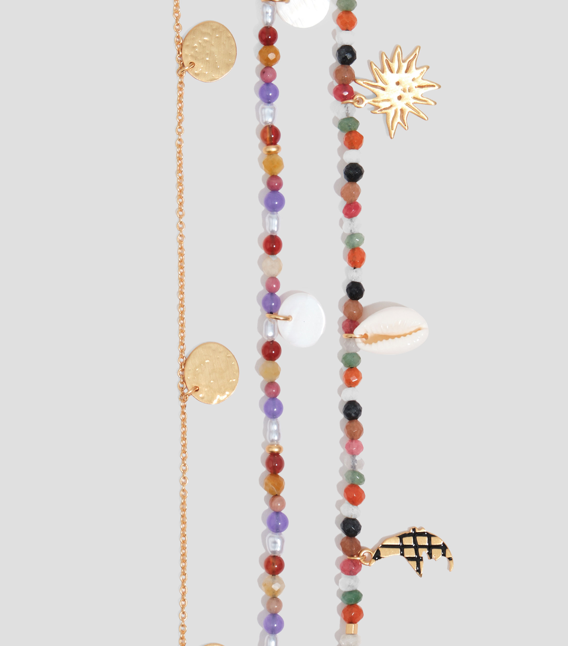 Collar doble luna y sol piedras multicolor Mujer