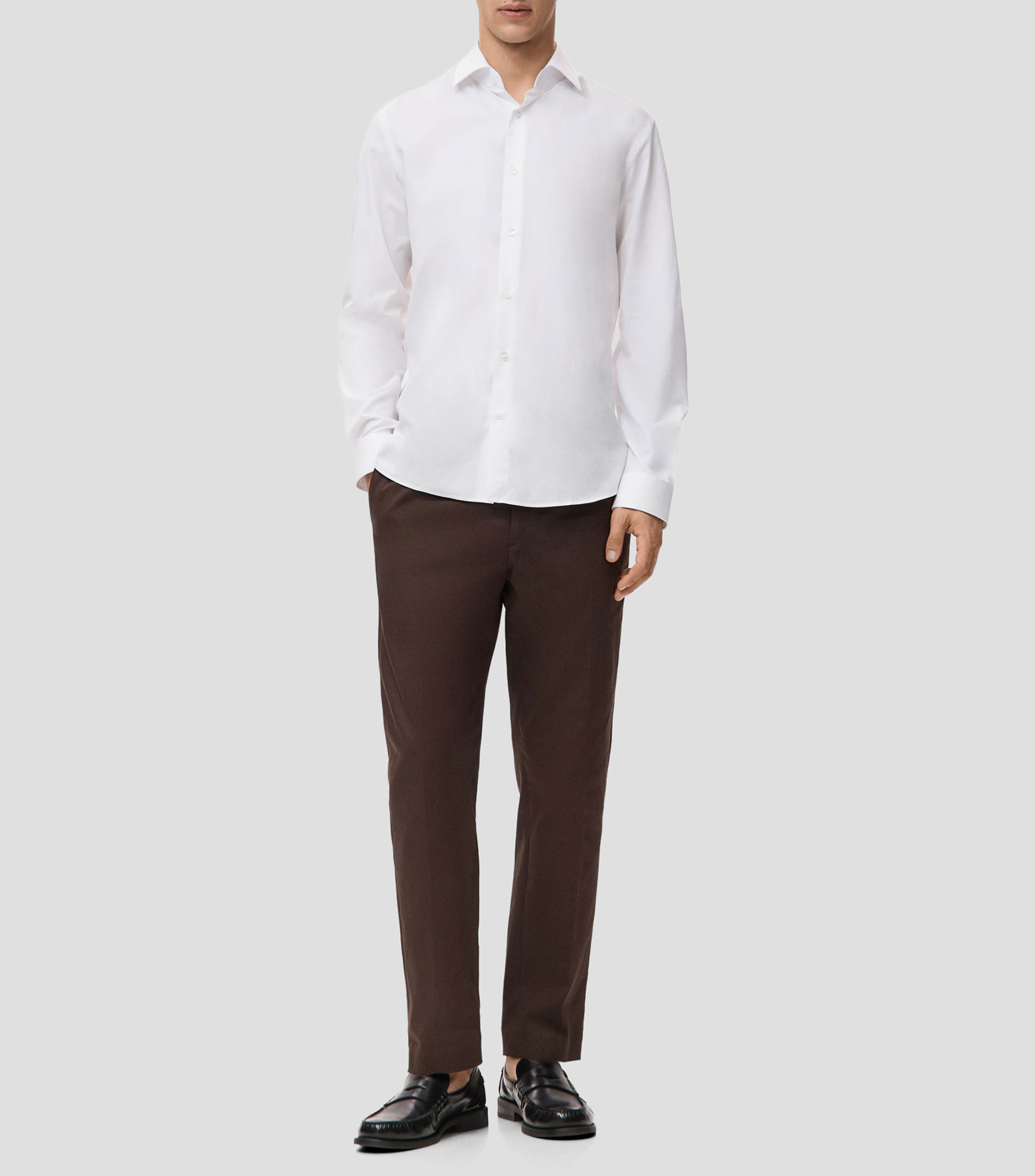 Camisa lisa manga larga Hombre