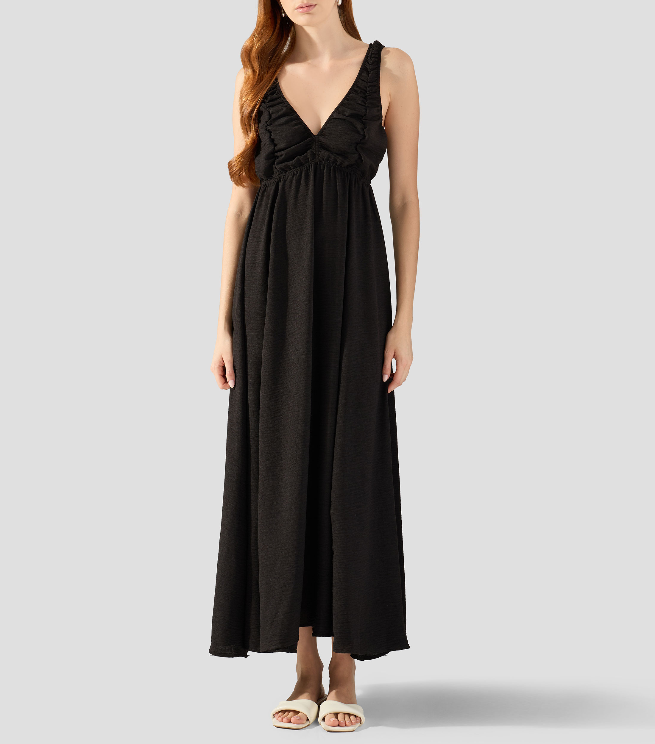 Vestido de playa midi liso Mujer