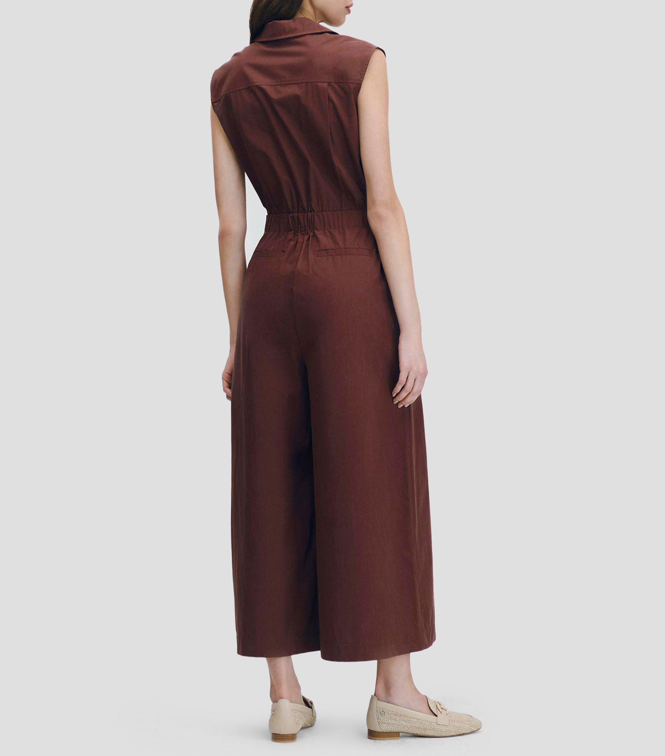 Jumpsuit Palazzo Con Solapa Y Cinturón Mujer