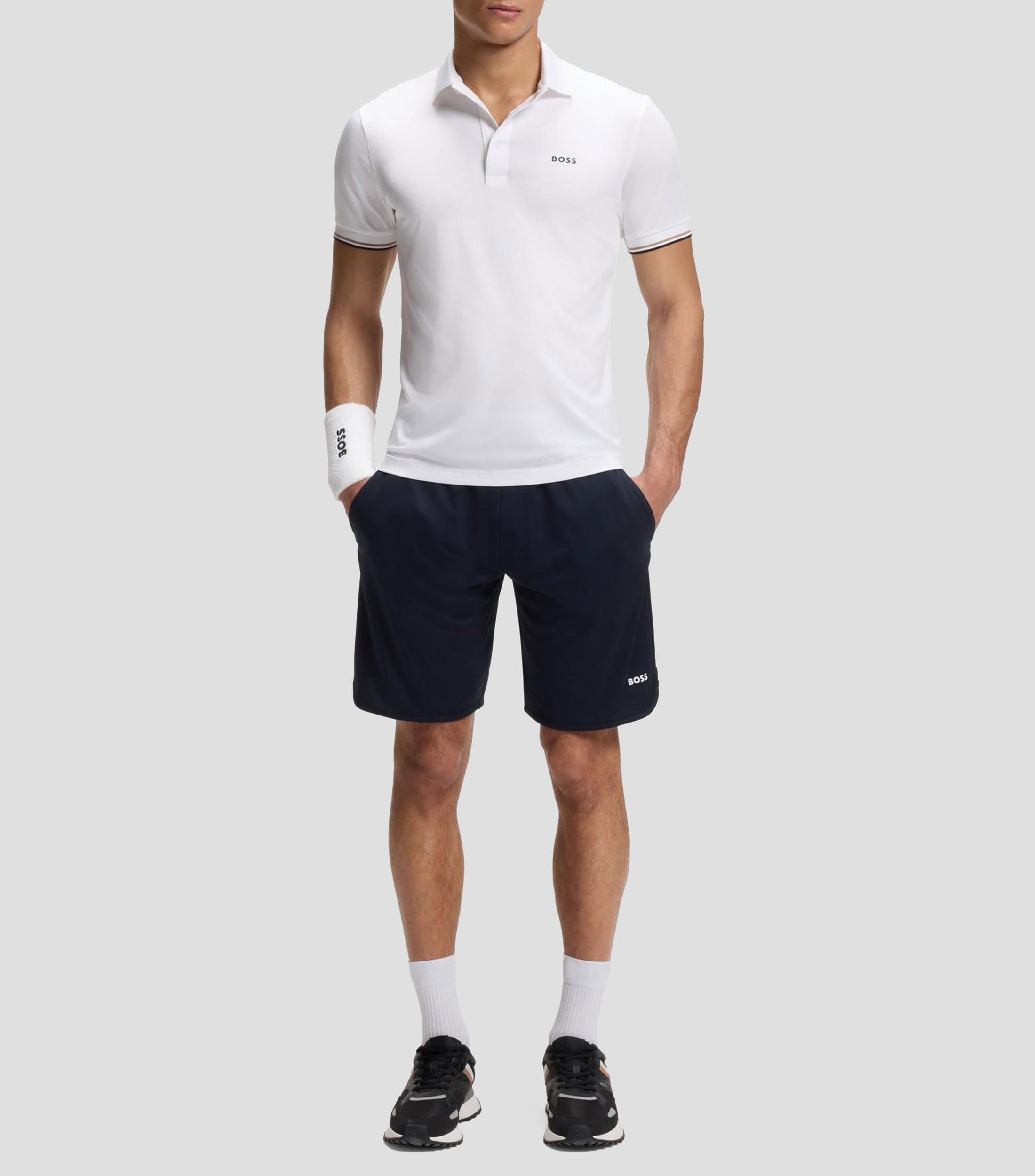 Playera tipo polo Boss slim con estampado de pelota de tenis grabado Hombre