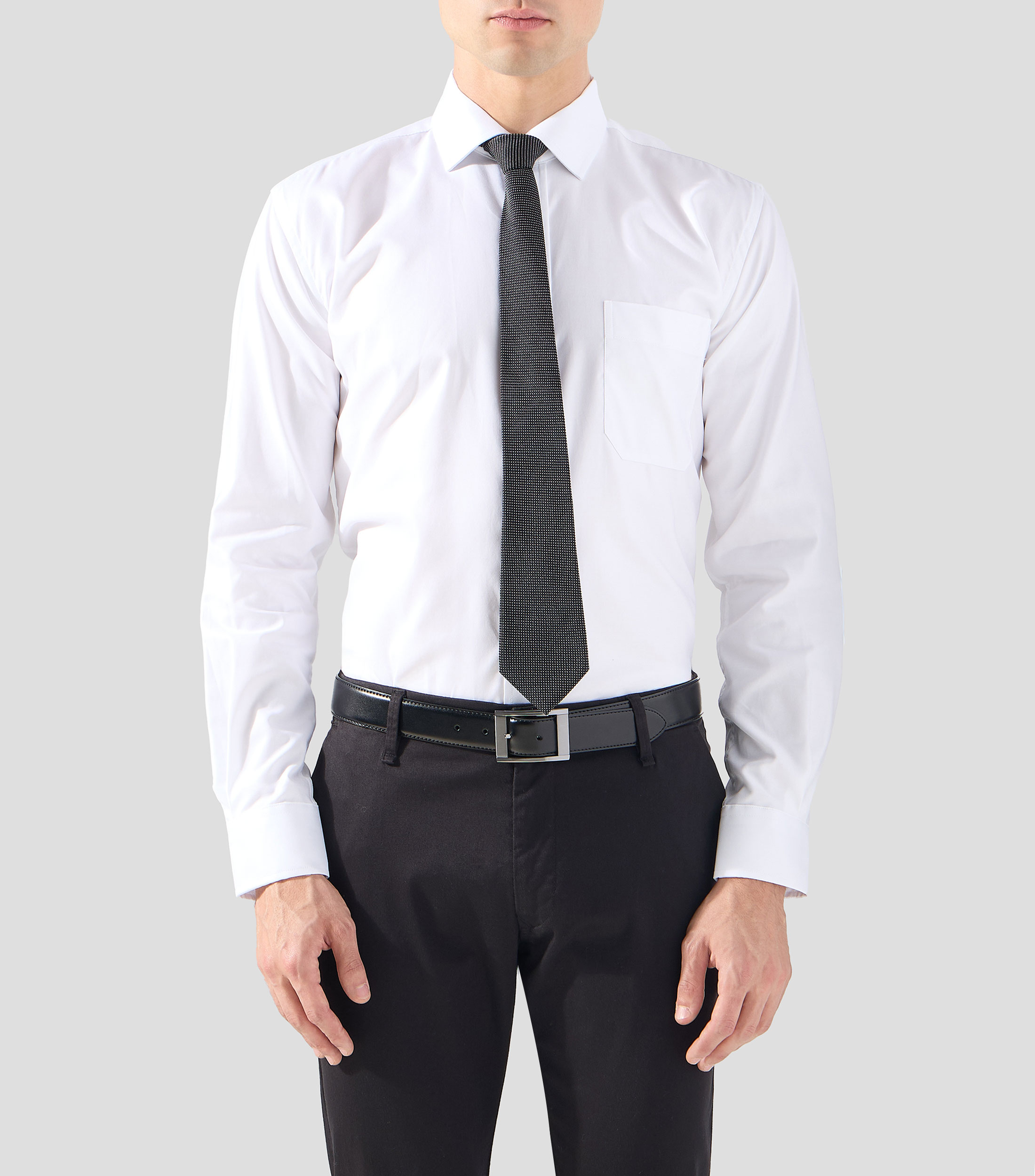 Camisa de vestir lisa manga larga Hombre