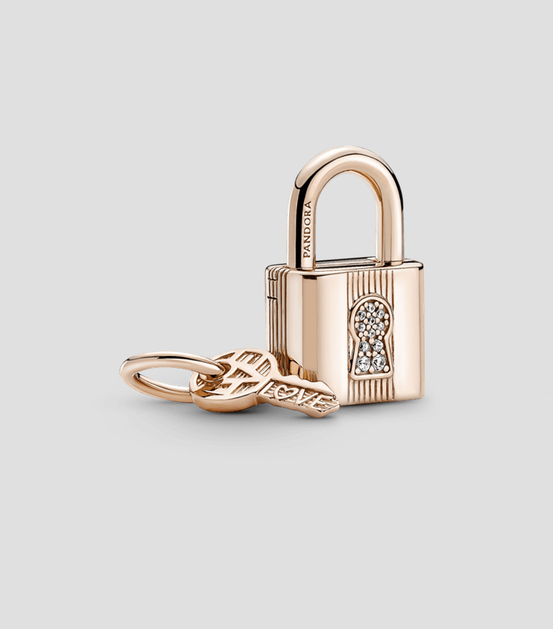 Charm "candado y llave" con zirconia cúbica Mujer