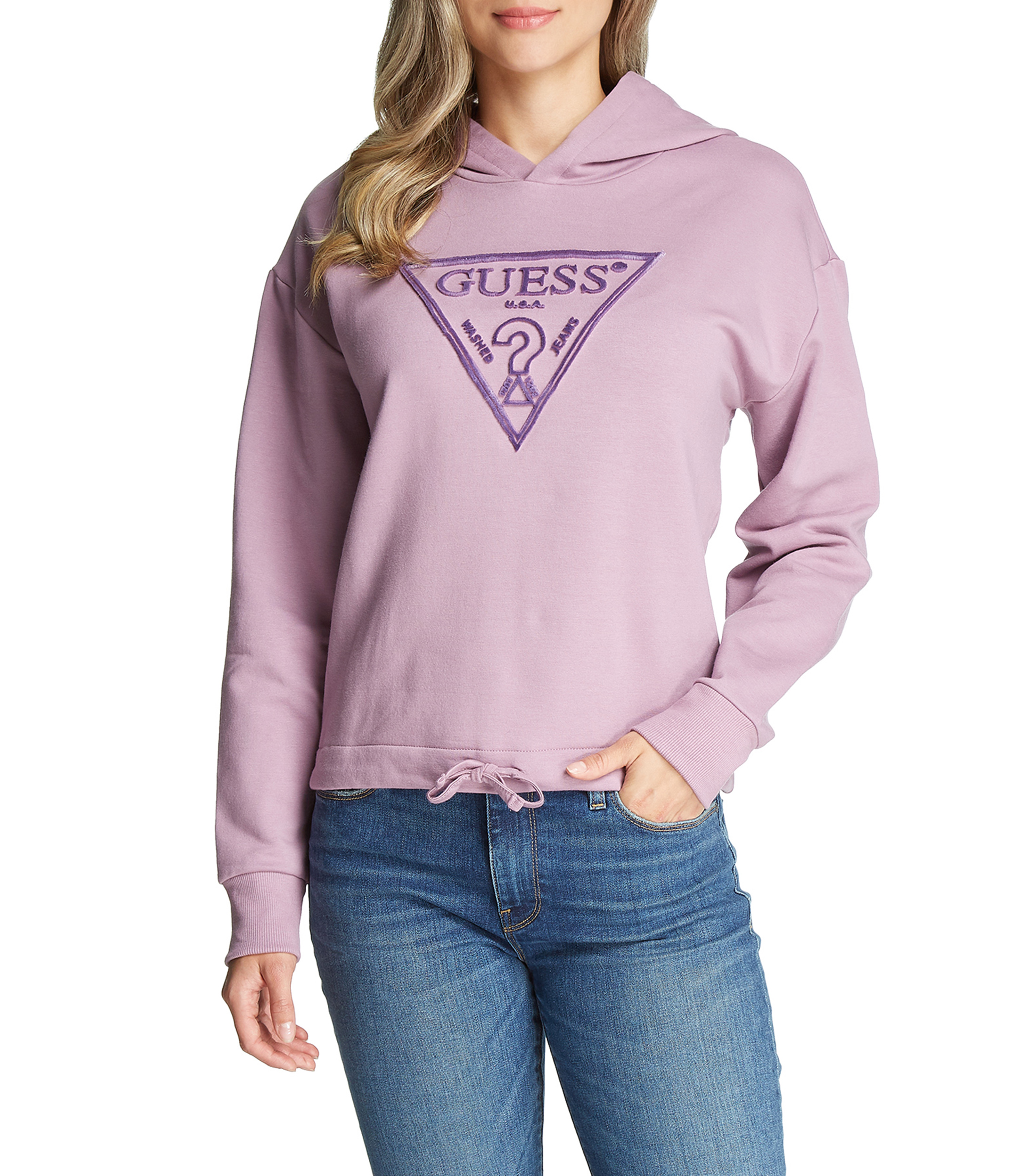 Sudadera Guess mujer - Sudadera ante sintético mujer - Sudadera con capucha  mujer - Sudadera Guess ante