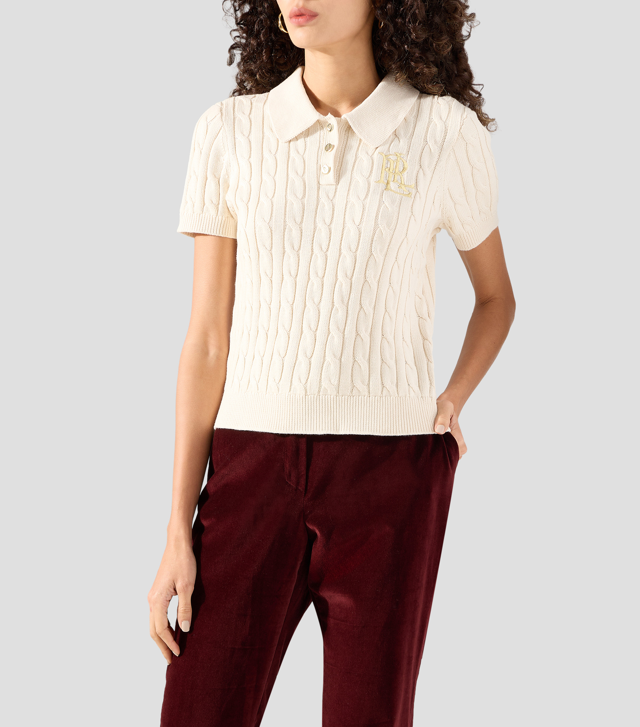 Suéter cuello polo Mujer