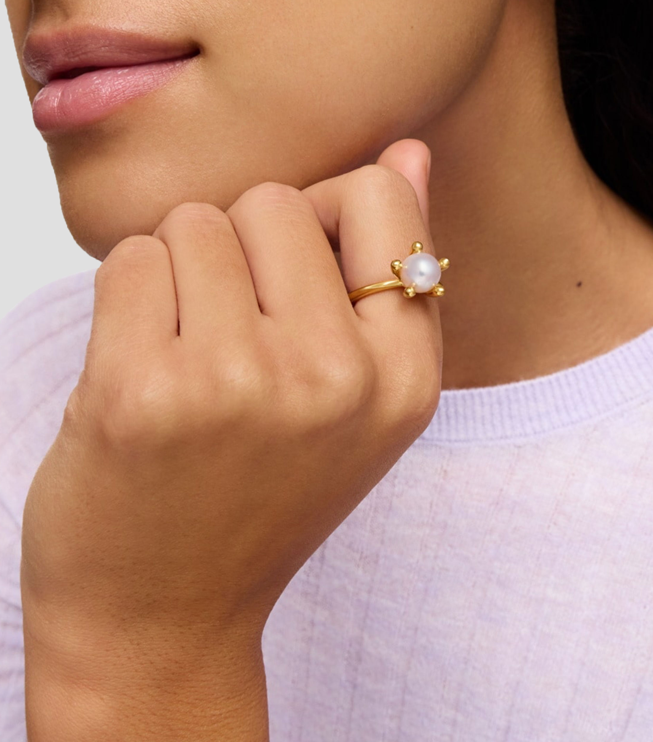 Anillo en plata con perla cultivada Mujer