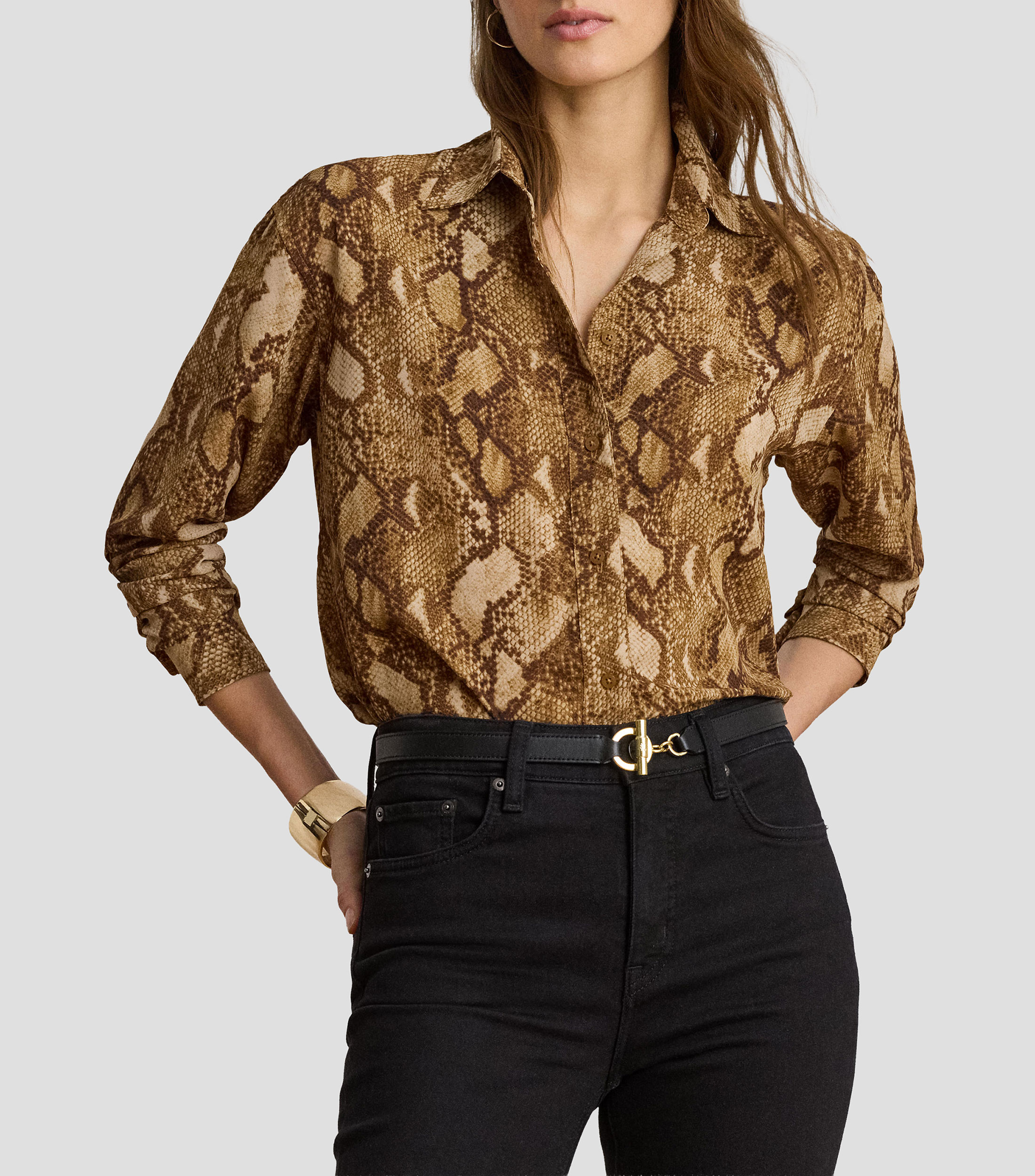 Camisa estampada manga larga Mujer