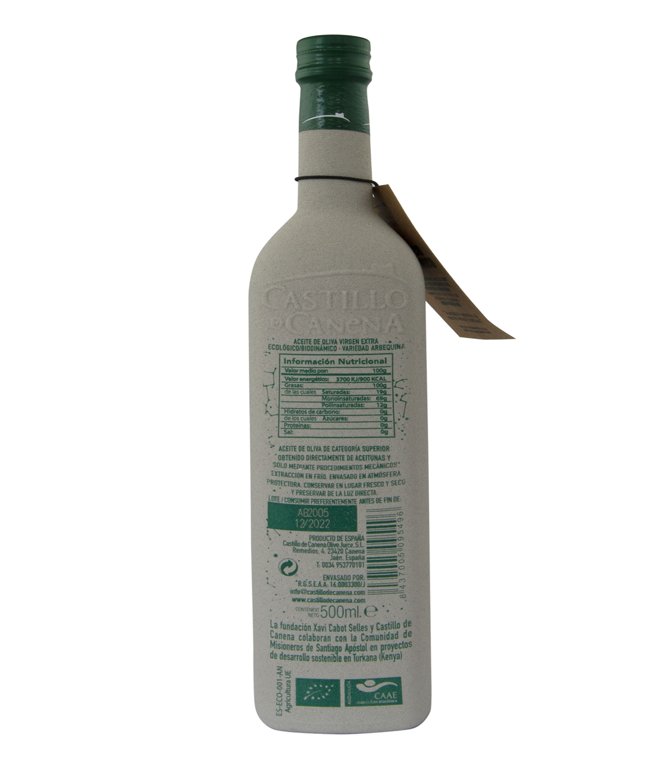 Aceite de oliva Extra Virgen Arbequina Biodinamico, 500 ml