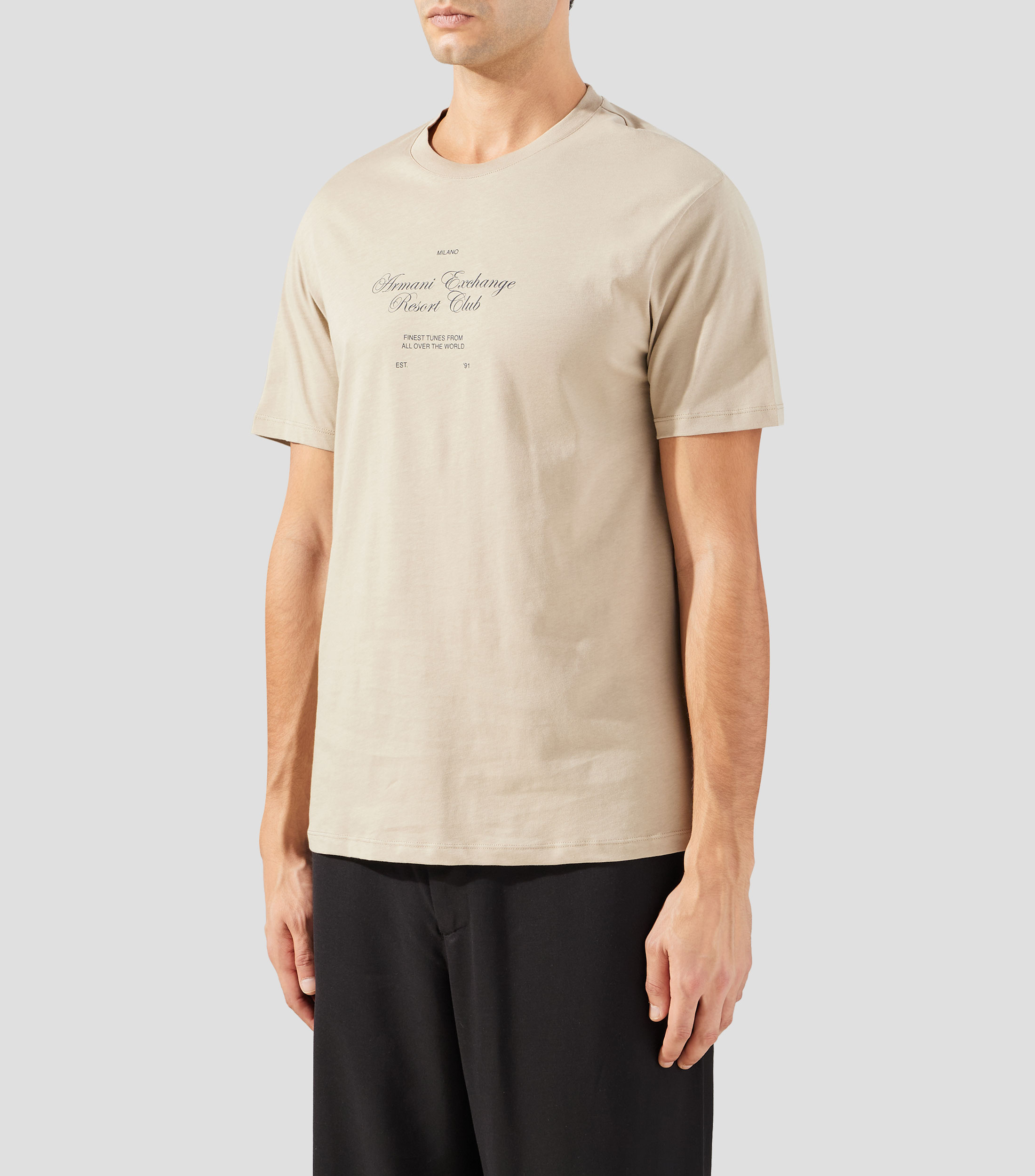 Playera cuello redondo manga corta estampada Hombre