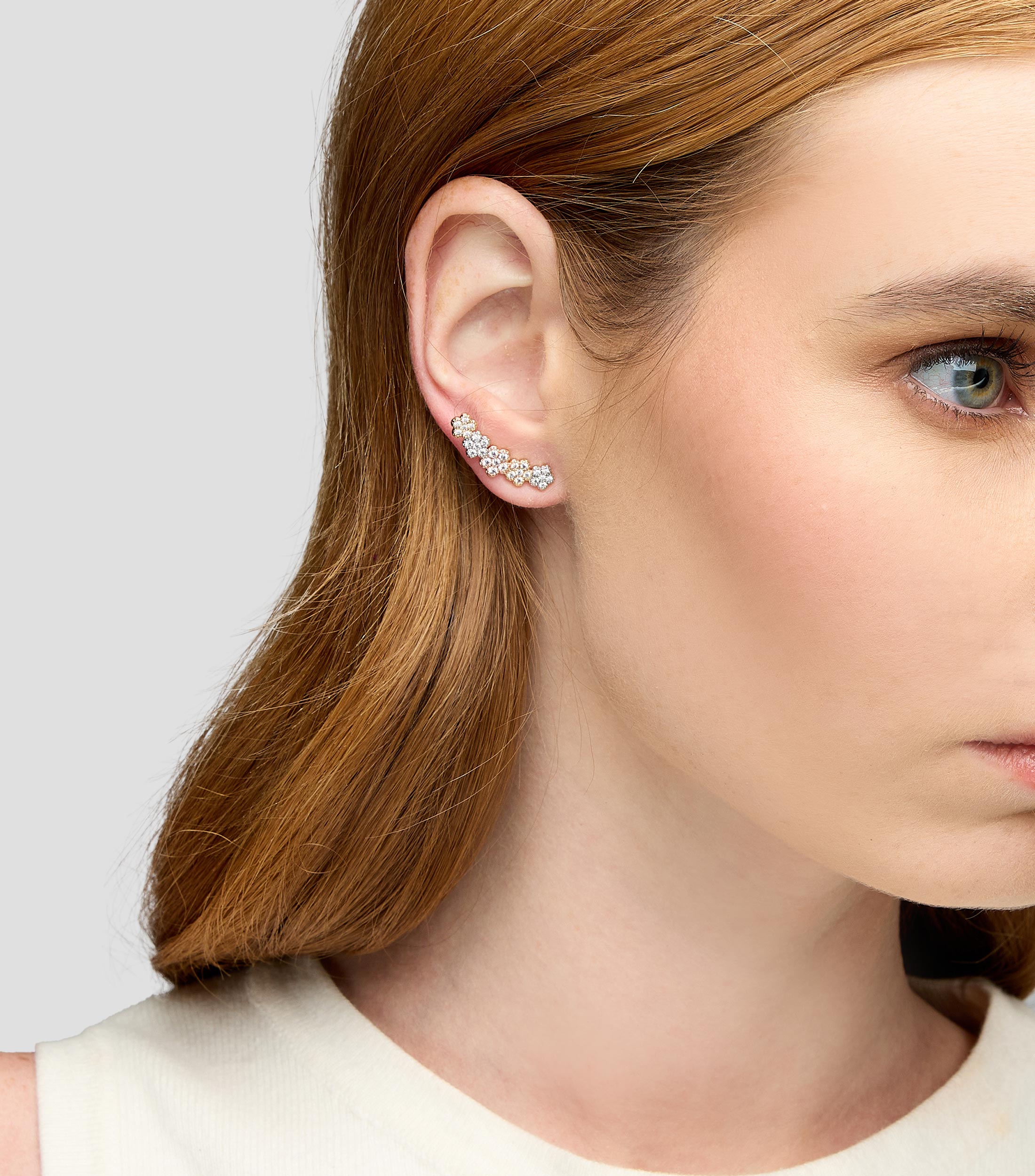 Aretes flores con cristales Mujer