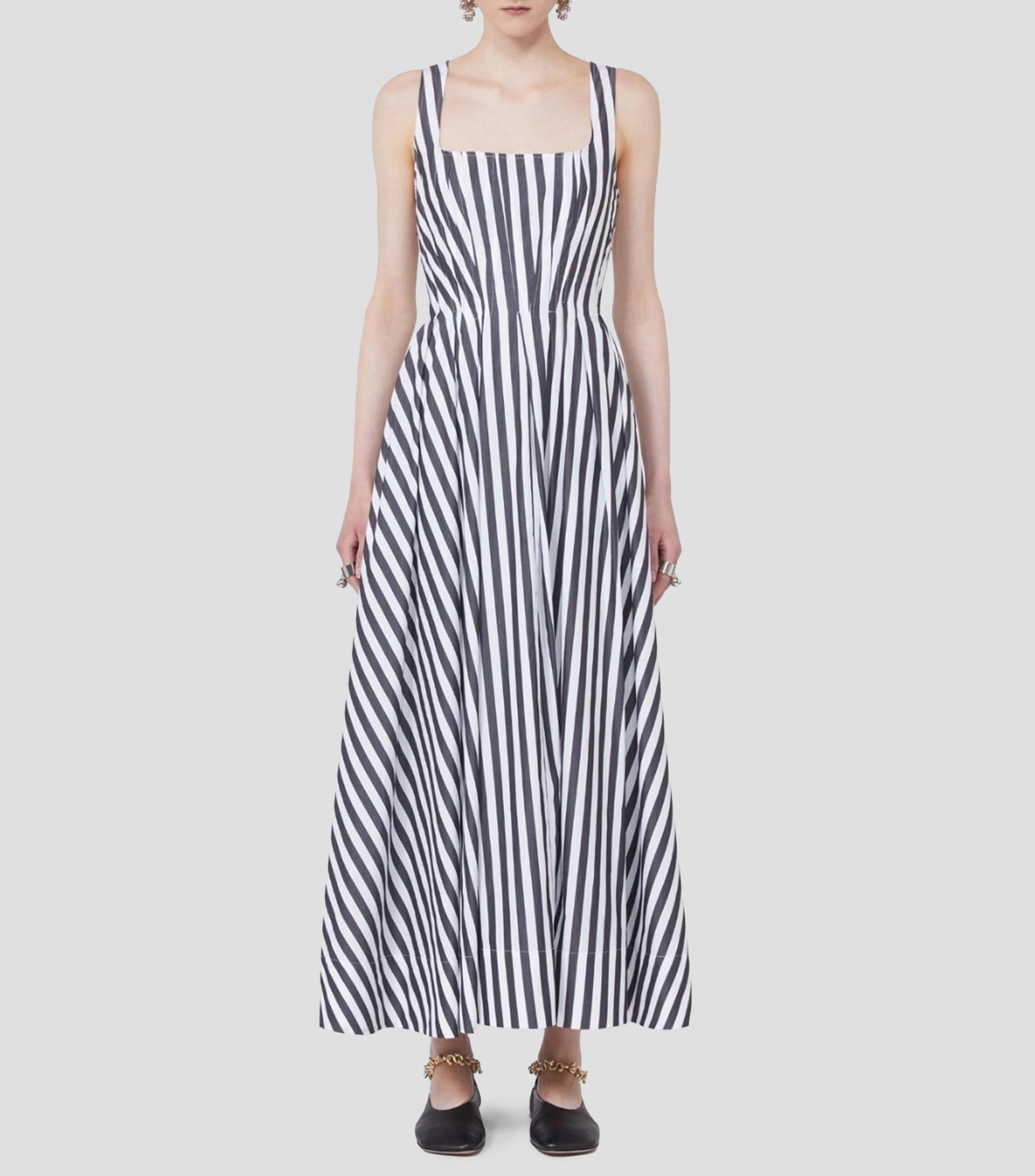 Vestido largo con rayas Mujer