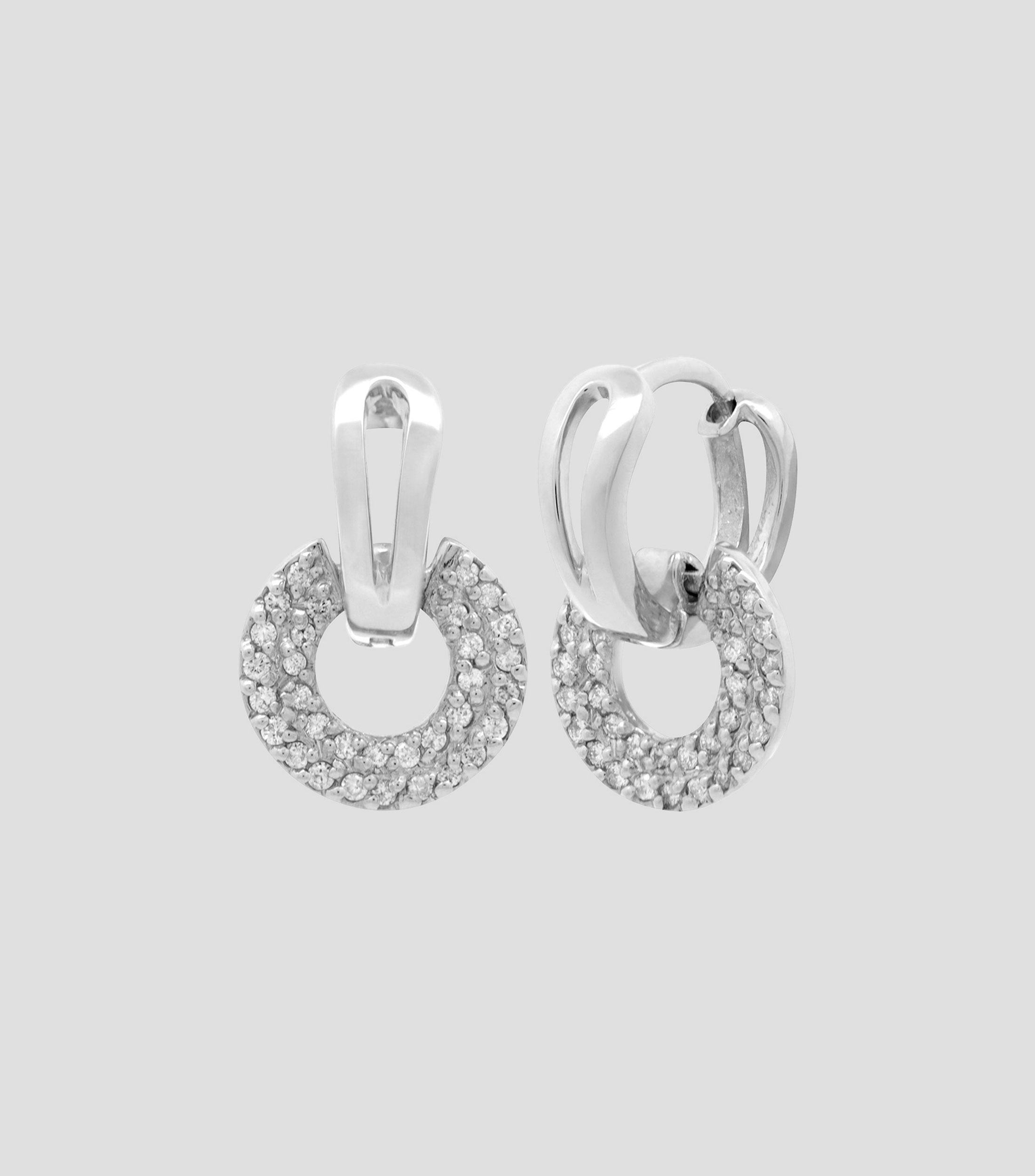 Aretes en oro blanco de 14 kilates con diamantes Mujer