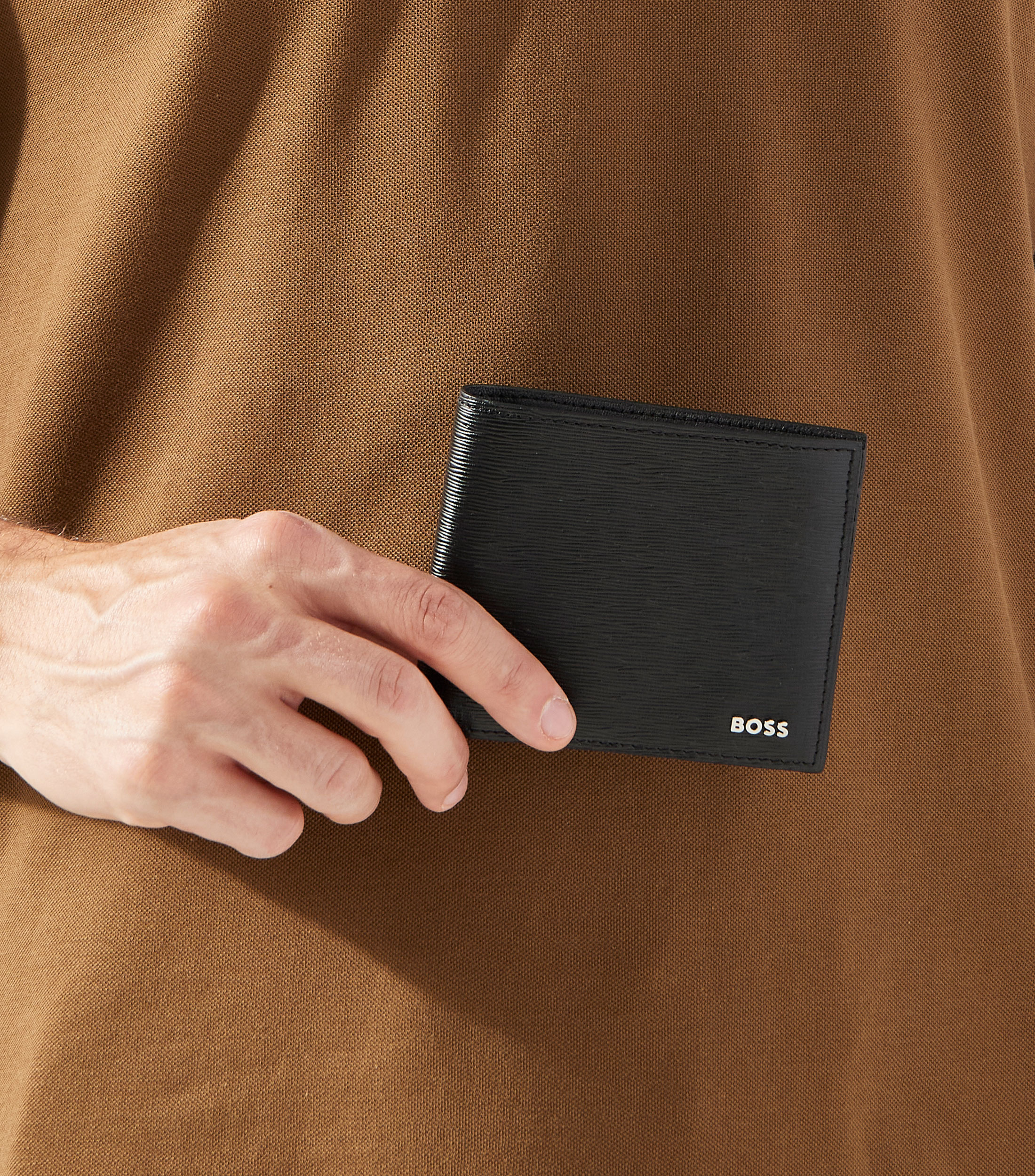 Cartera Luminary bifold de piel con logo Hombre