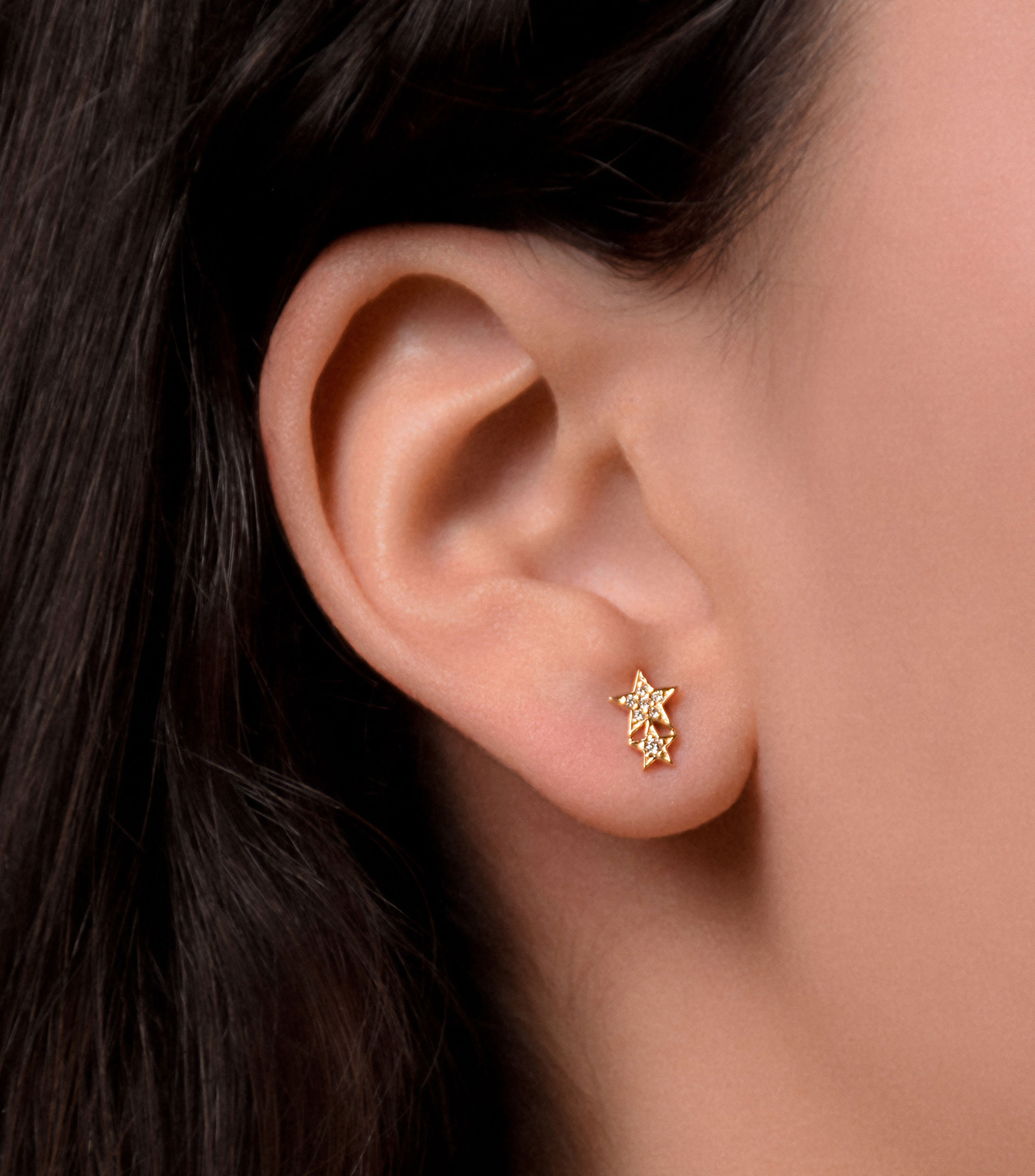 Broqueles en oro amarillo de 18 kilates con diamante Mujer