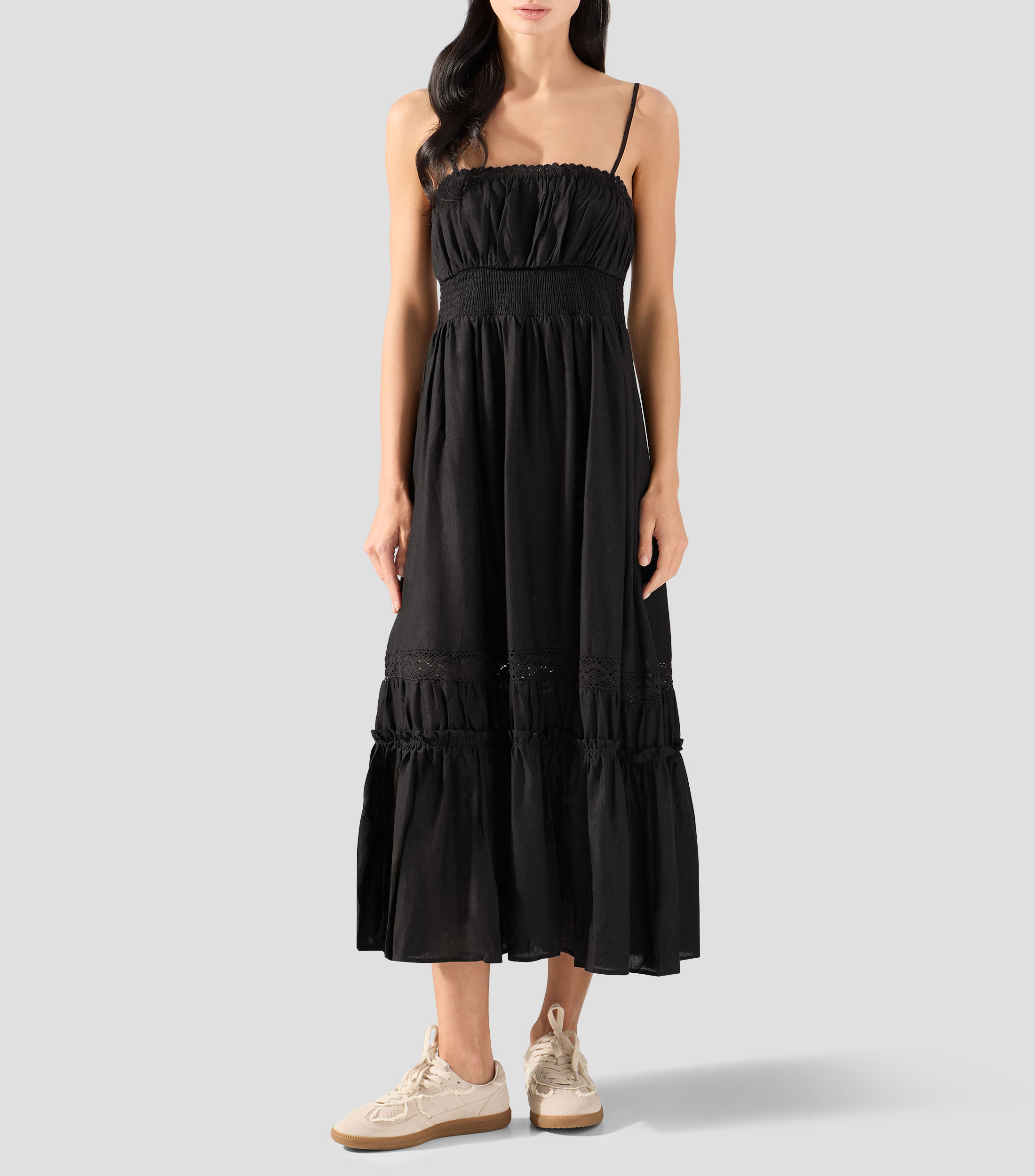 Vestido largo liso Mujer