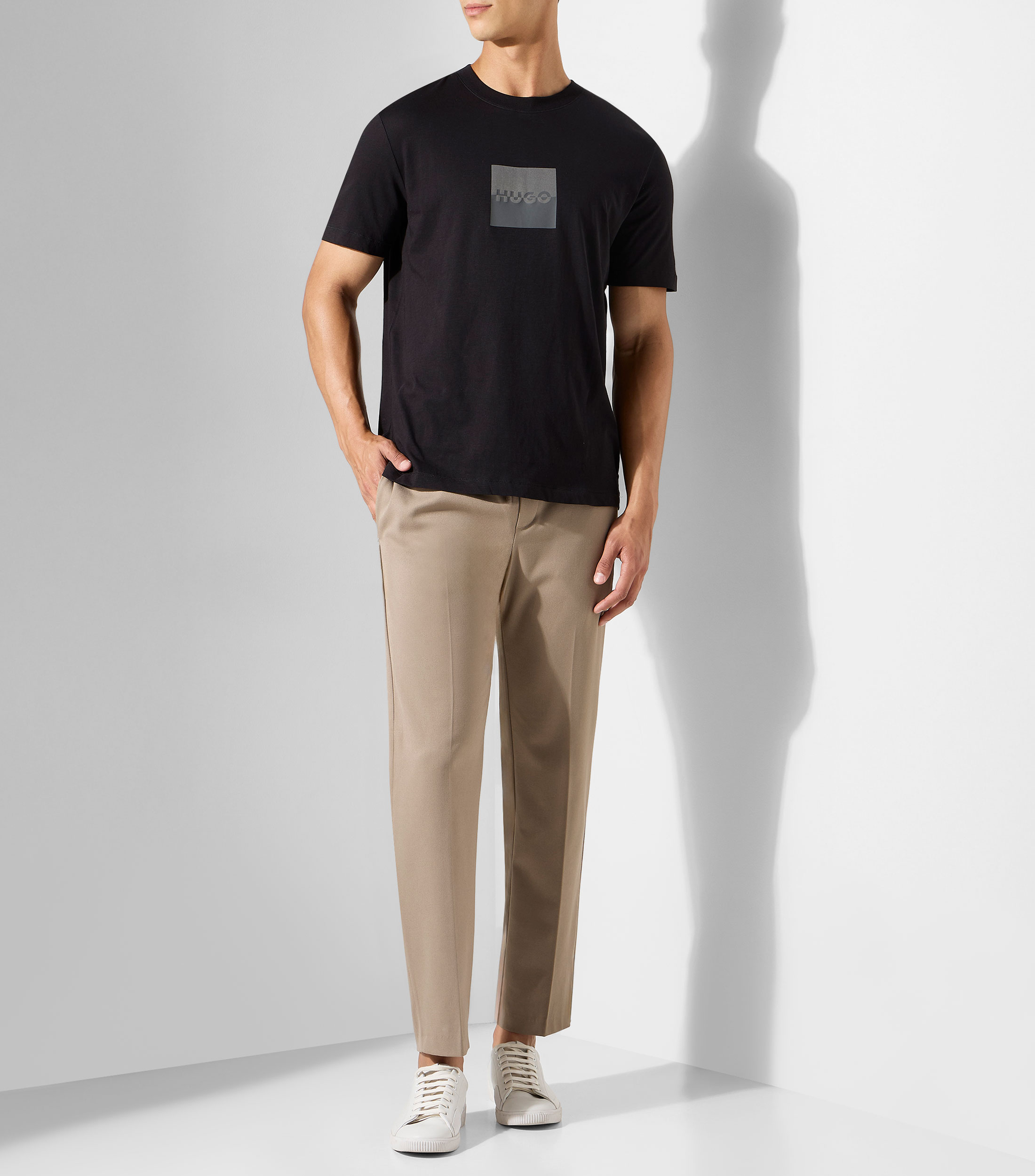 Playera de punto de algodón con estampado de logo en dos partes Hombre