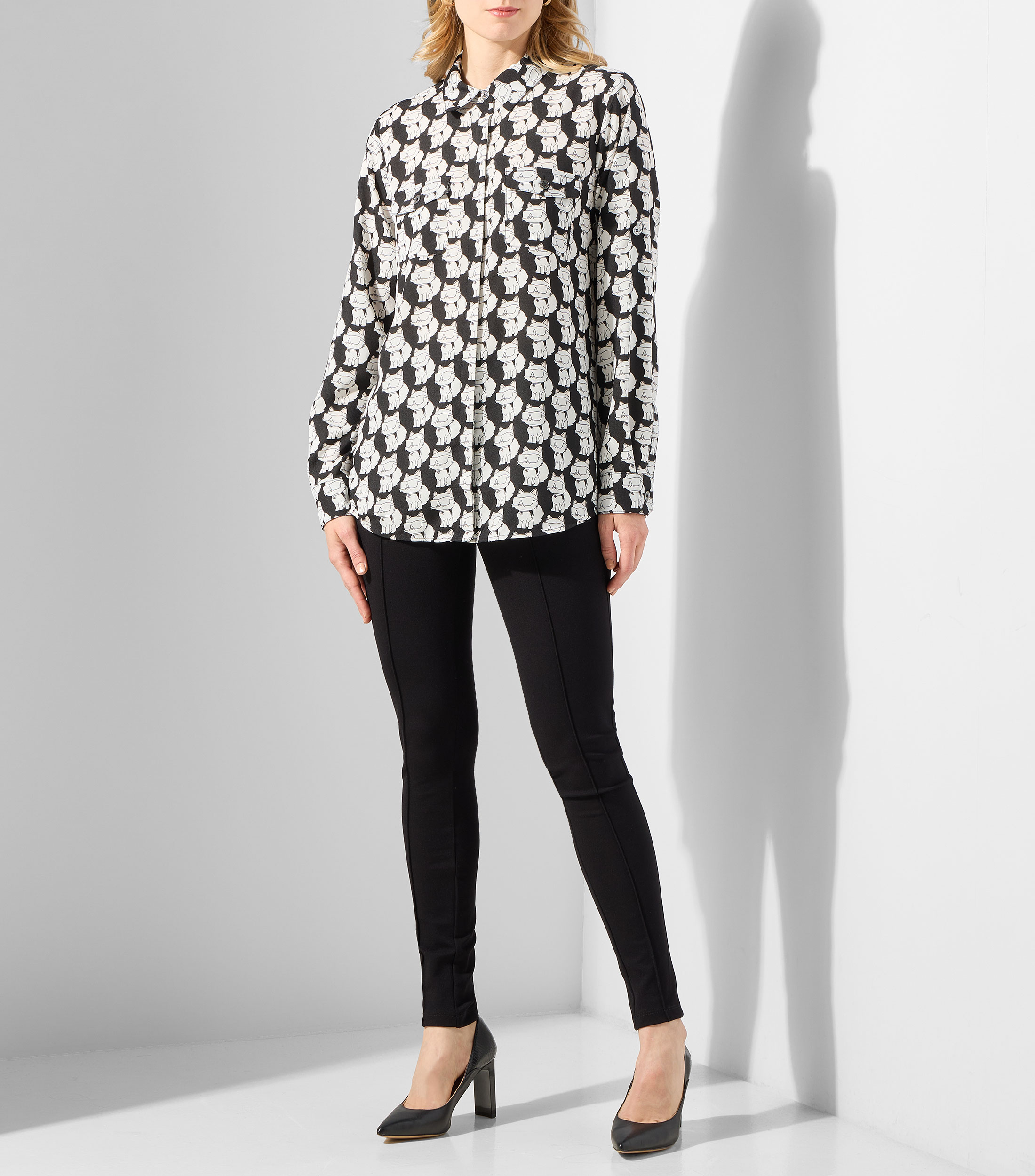 Camisa estampada manga larga Mujer