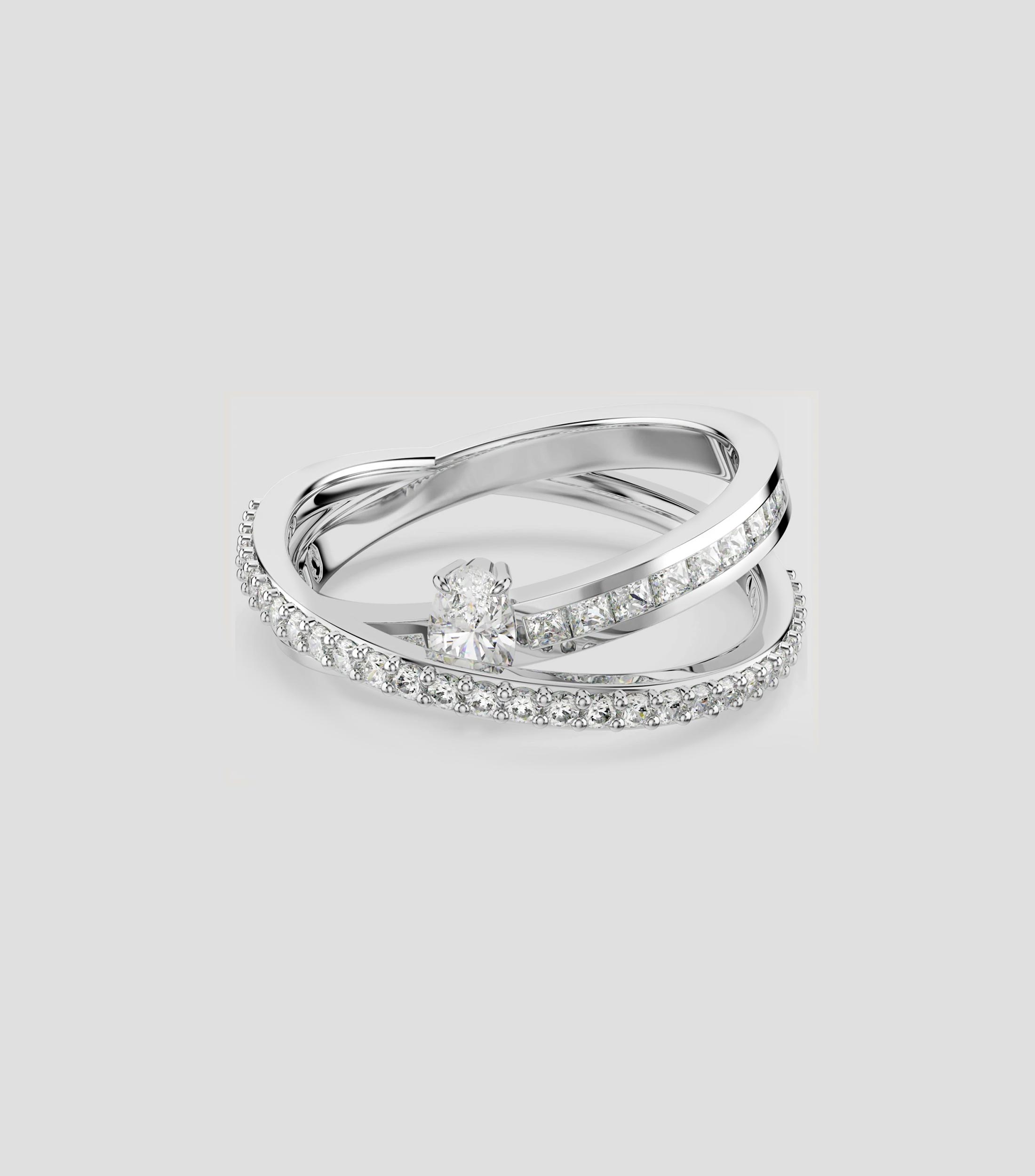 Anillo de dos bandas con zirconias Hyperbola Unisex