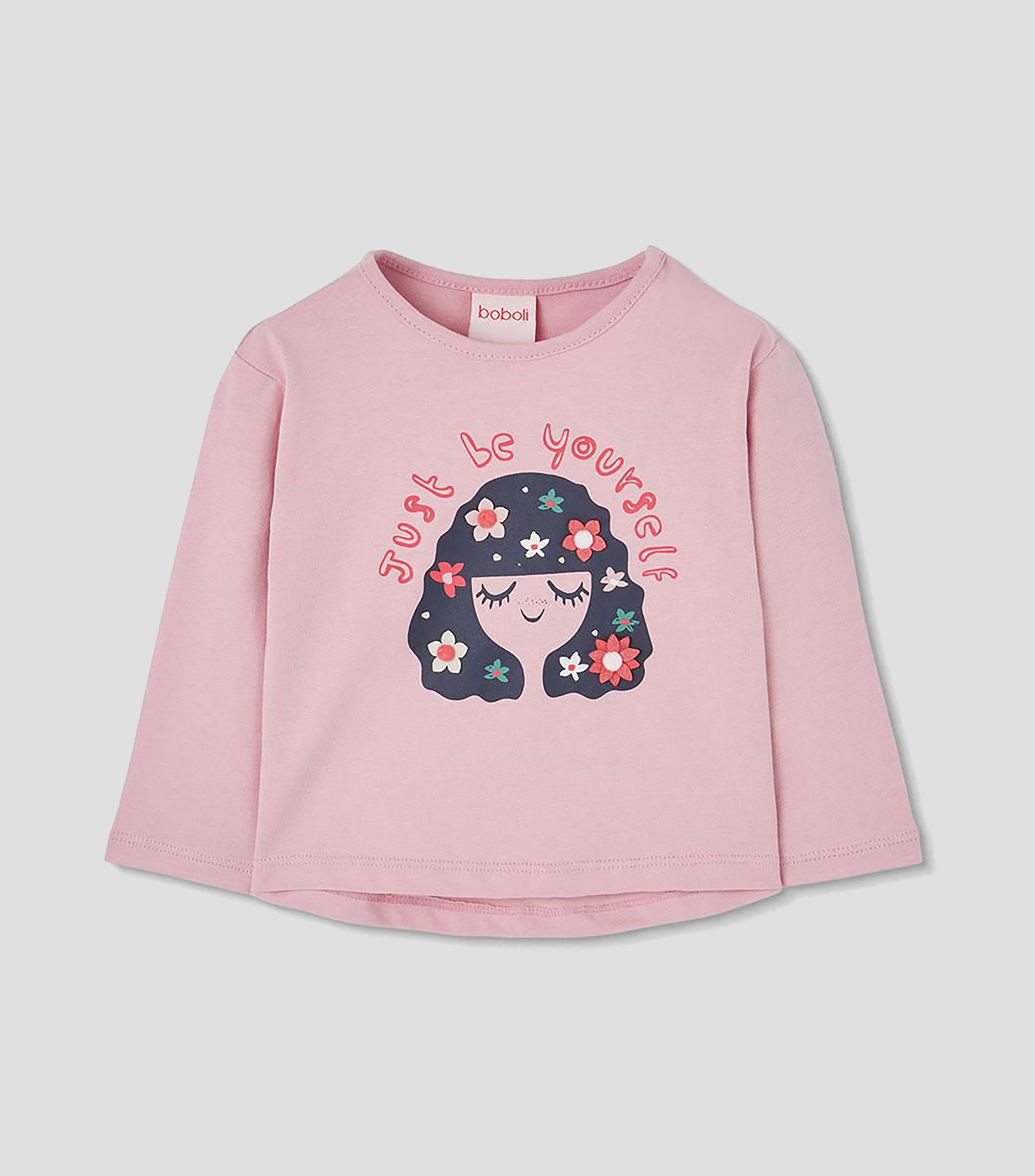 Playera de cuello redondo con manga larga estampada Niña
