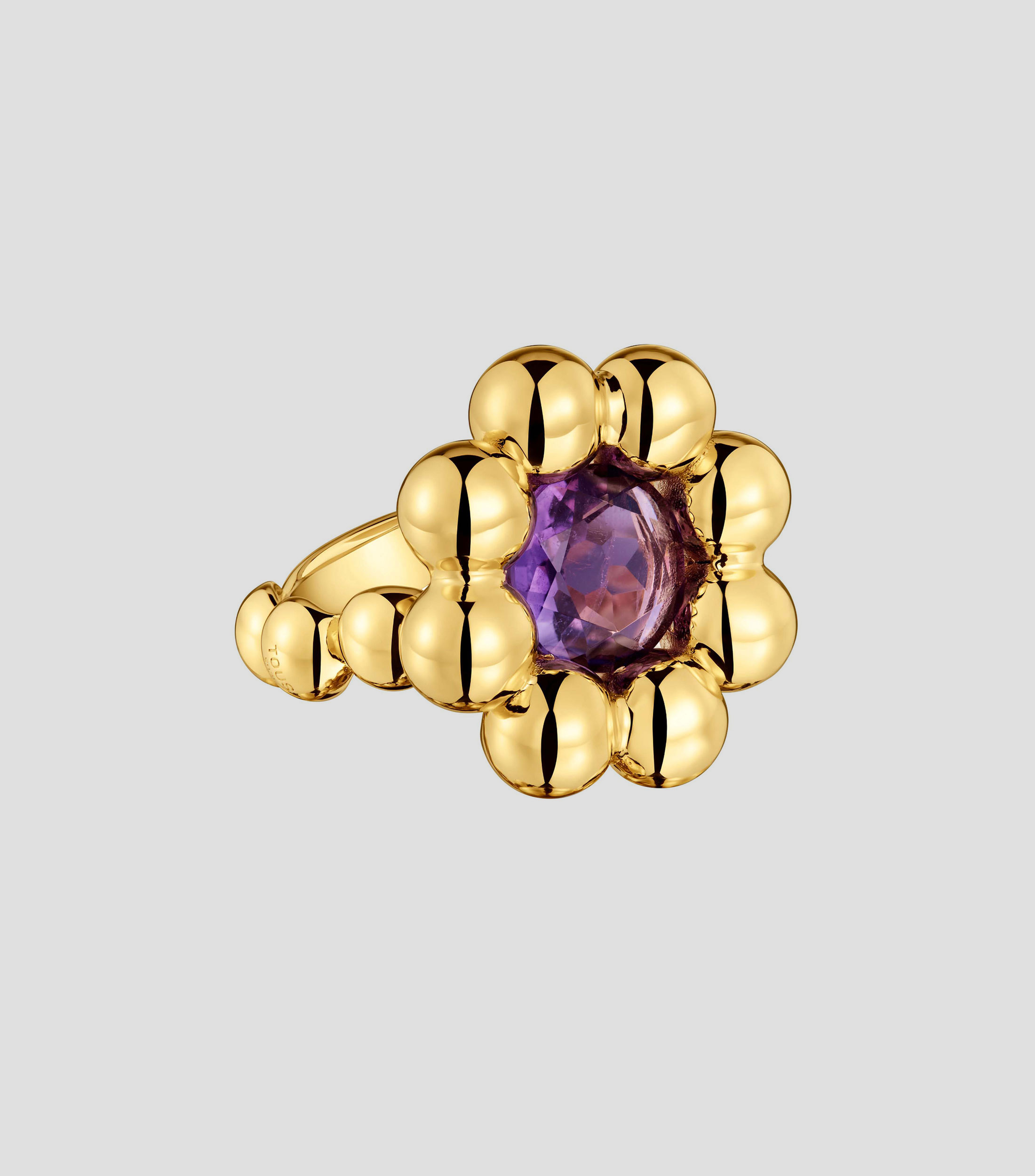 Anillo flor con incrustación de amatista Mujer