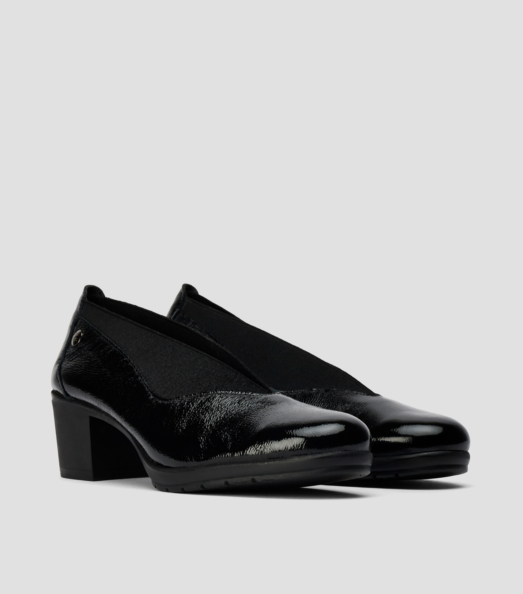 Zapatos casuales de tacón madiano ancho en piel Mujer