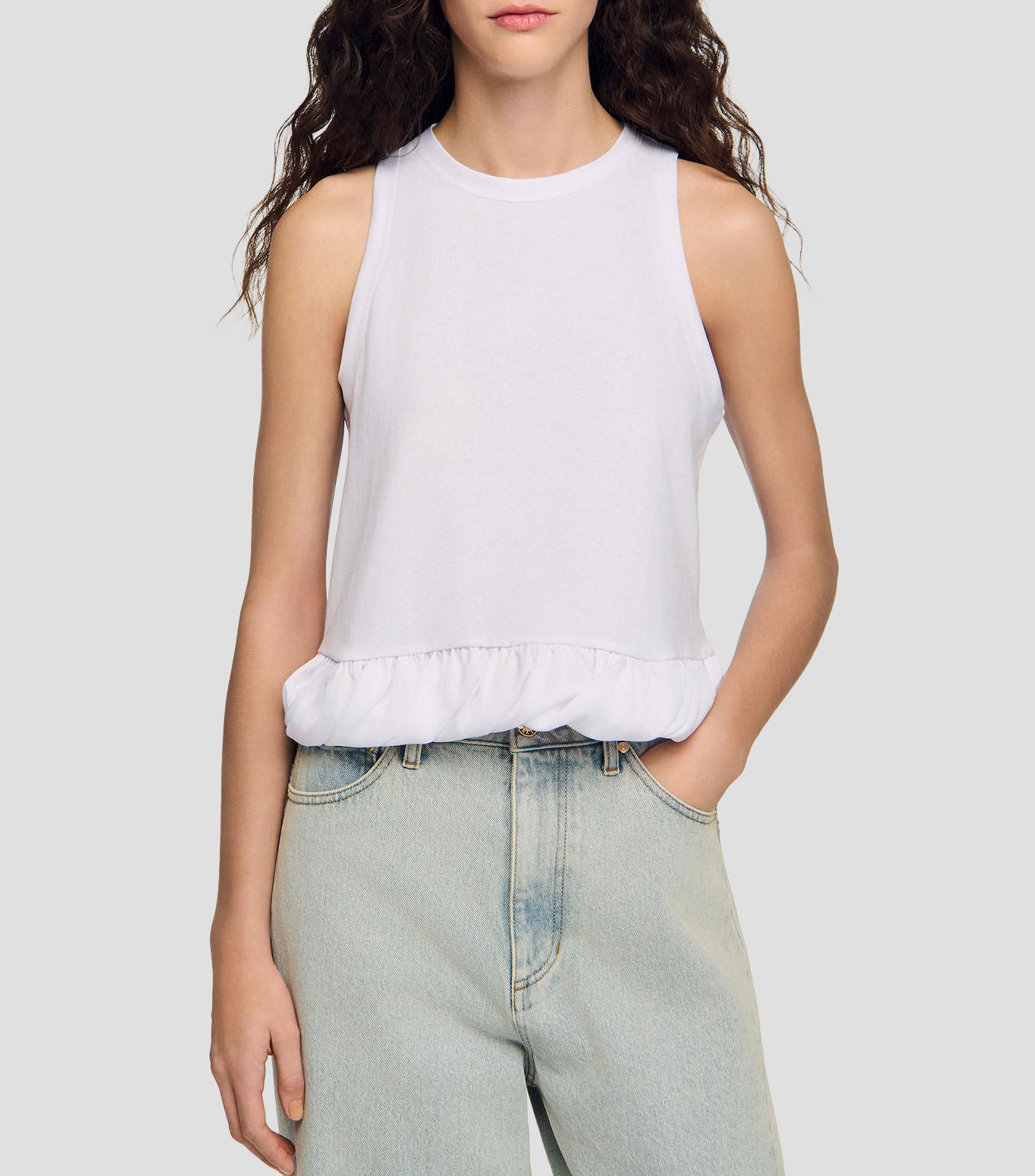 Blusa lisa sin mangas Mujer