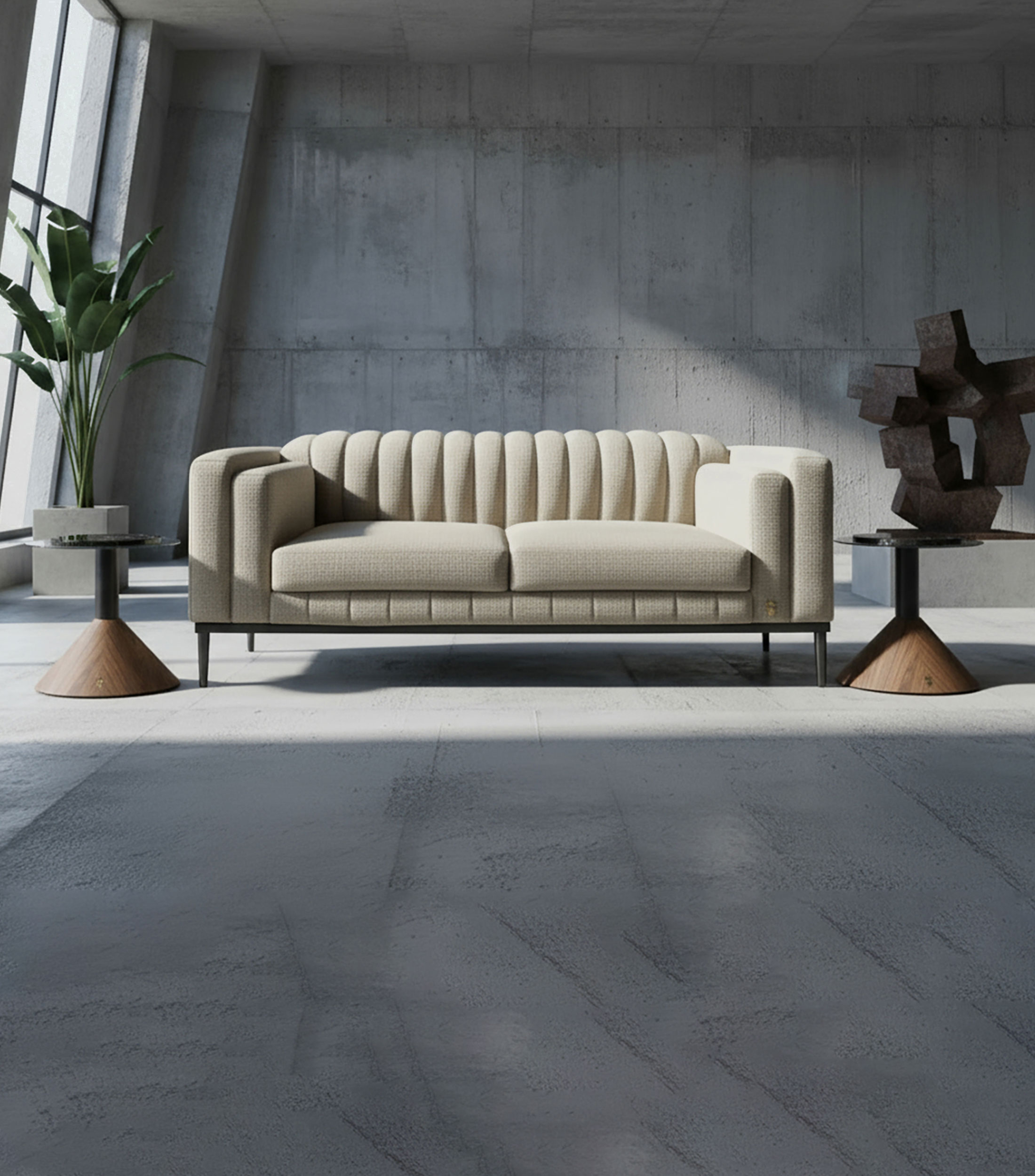 Mesa lateral Beverly II grande en madera y vidrio