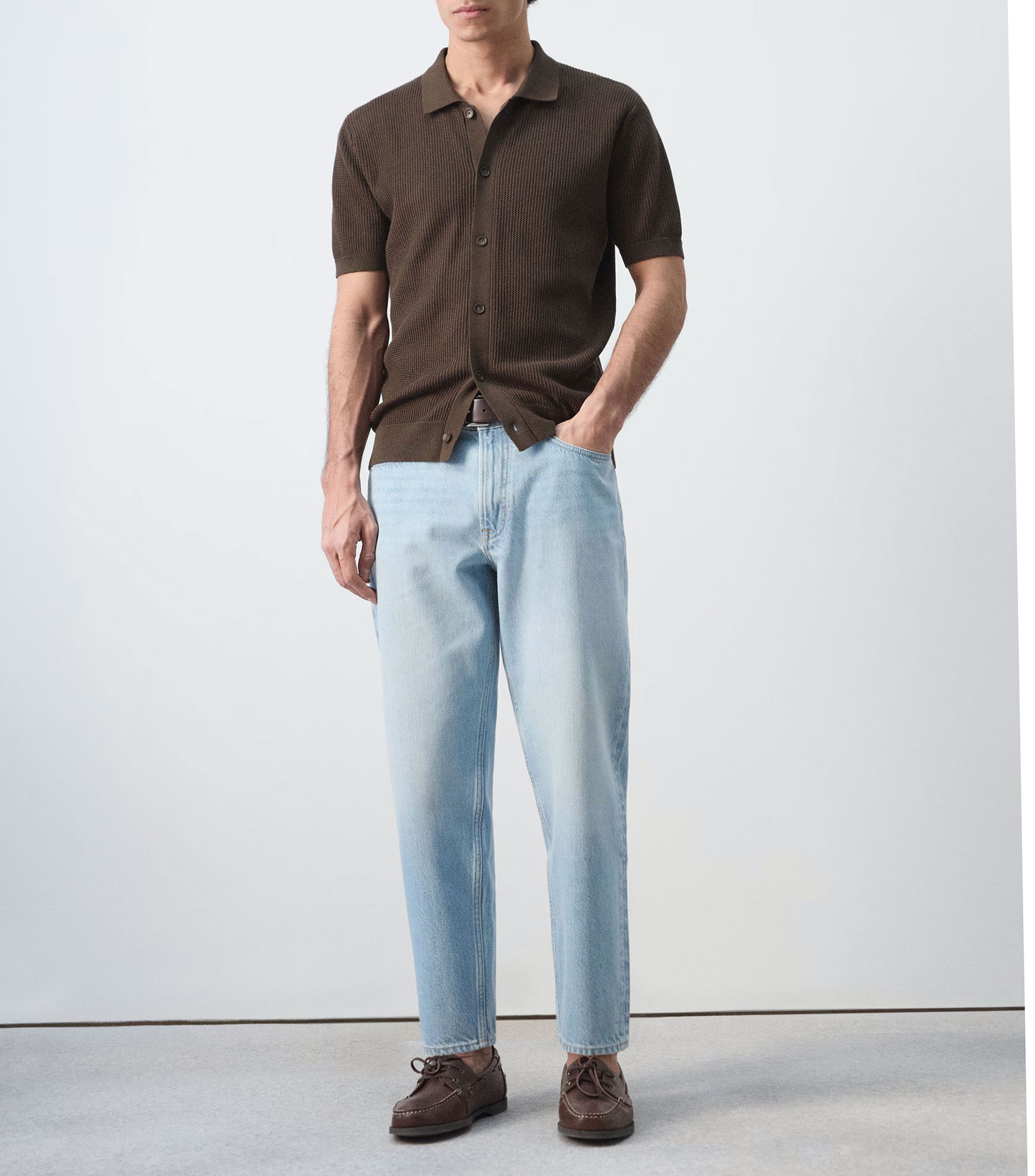 Camisa lisa manga corta Hombre