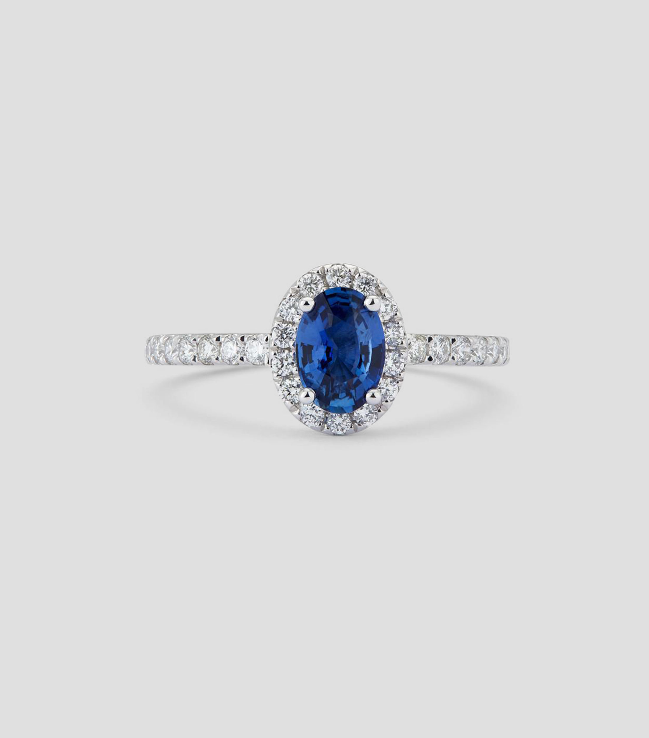 Anillo en oro blanco de 18 kilates Big Three con zafiro y diamantes Mujer