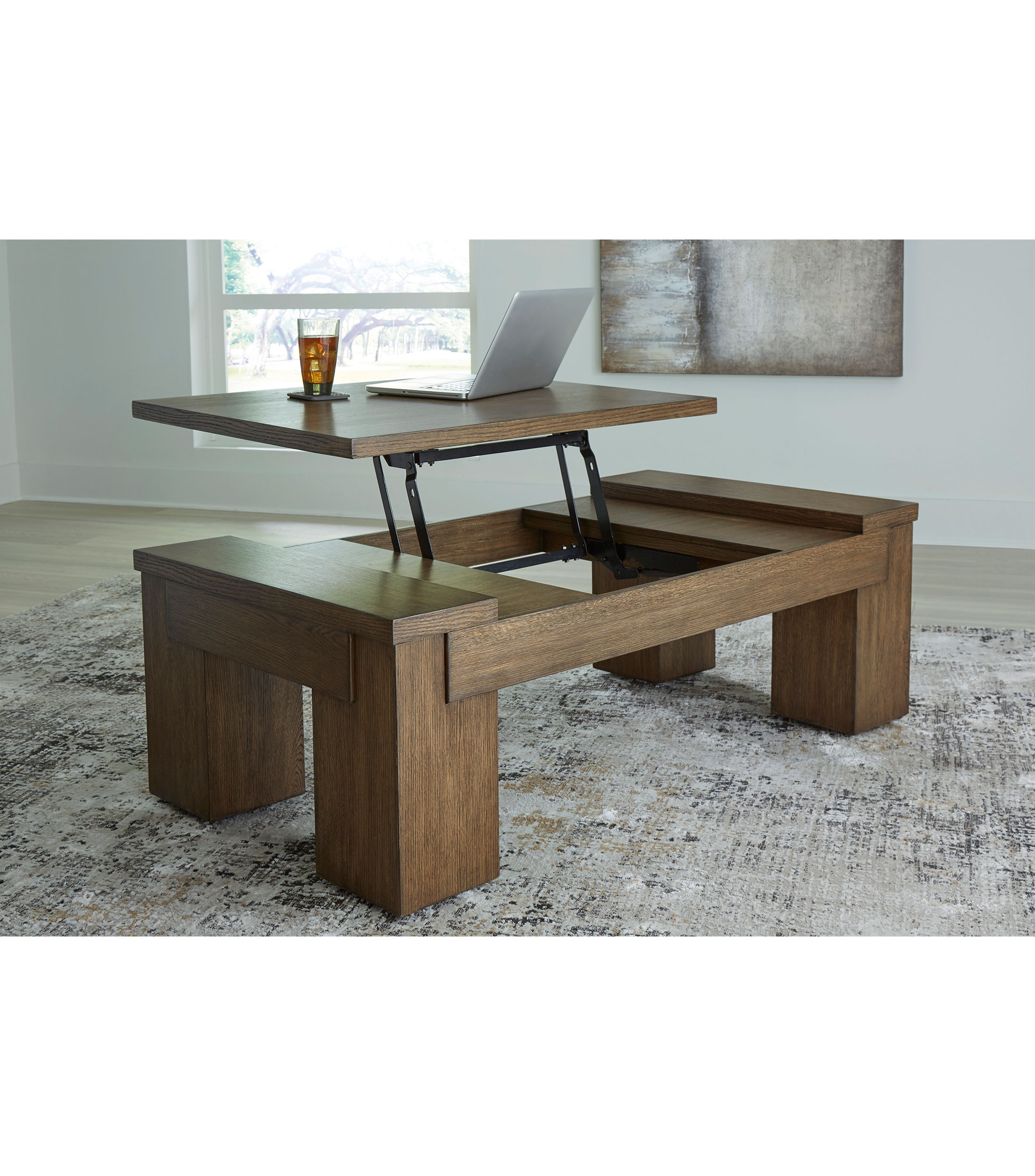Mesa de centro con ruedas en madera