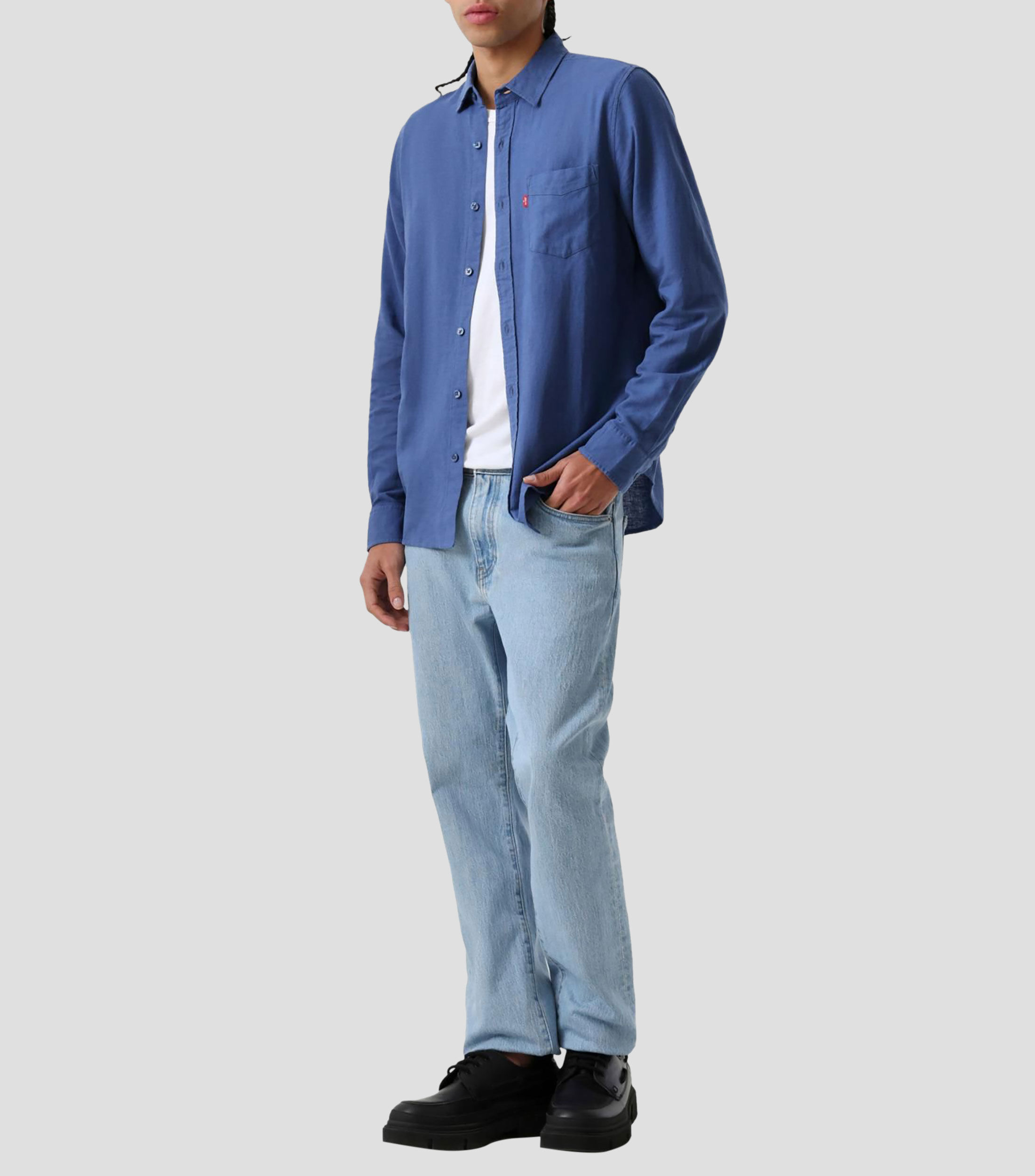 Camisa liso manga larga Hombre