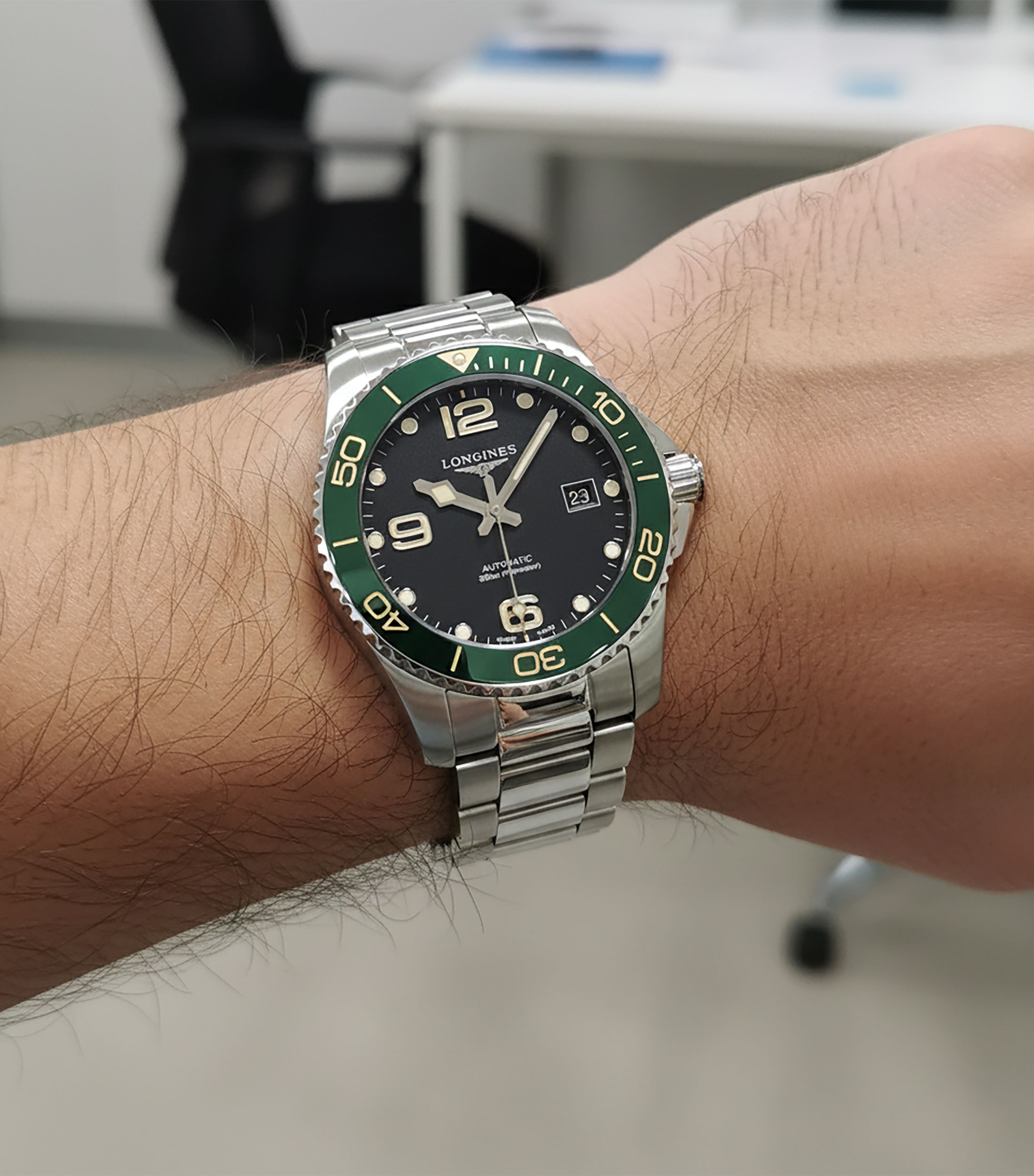 Reloj para Hombre HydroConquest deportivo, verde, plateado