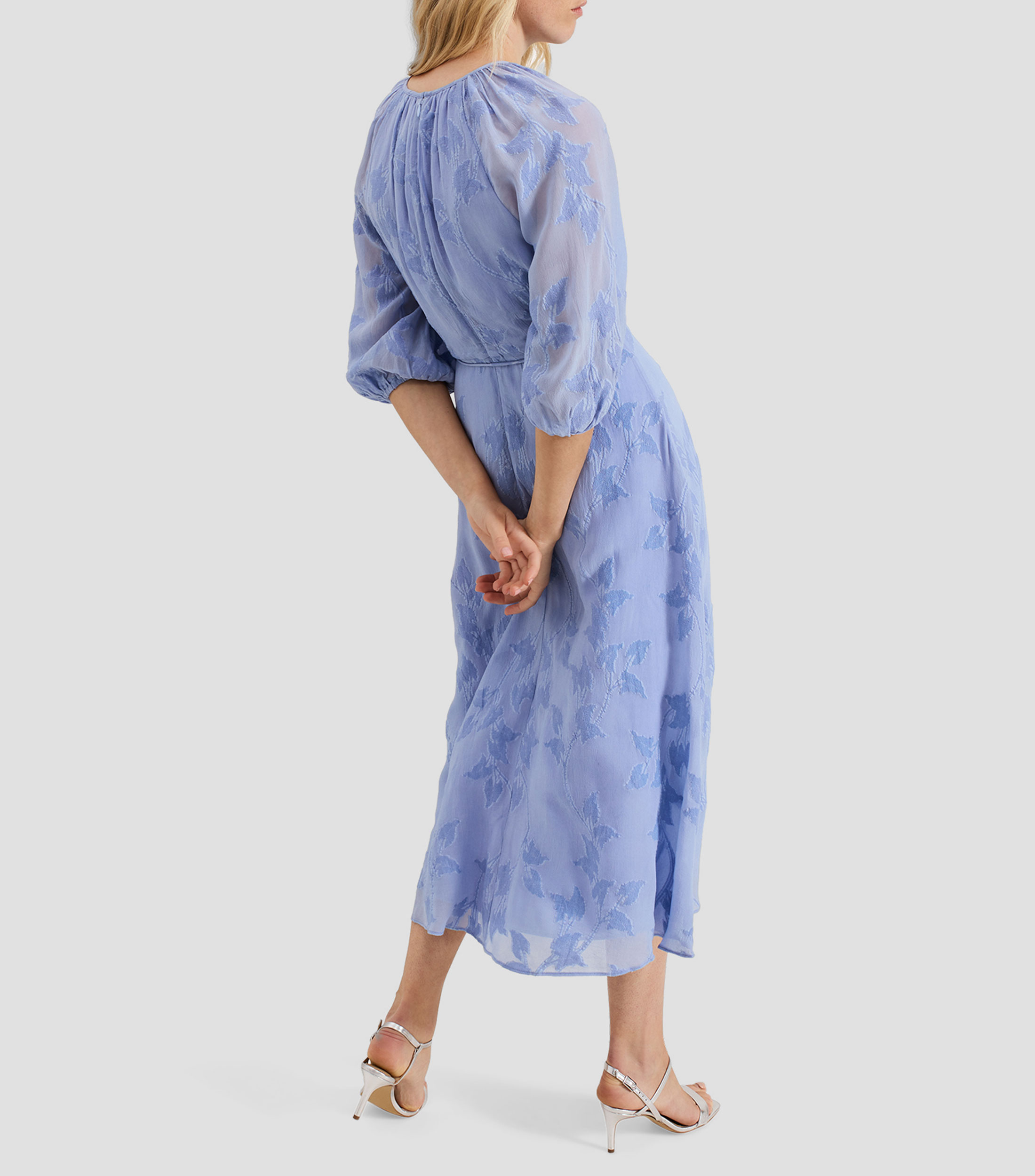 Vestido midi con flores y manga 34 Liona Mujer