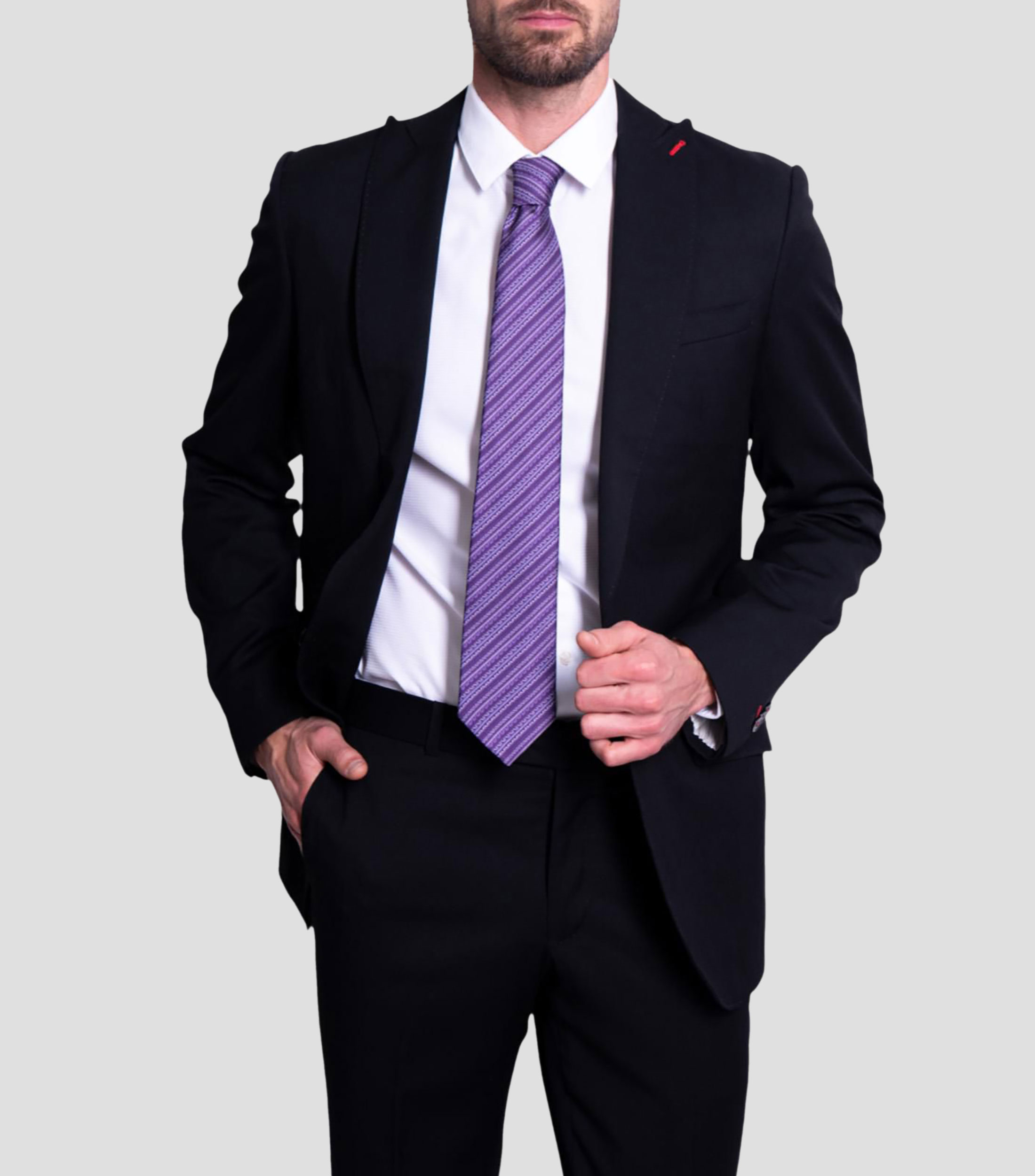 Corbata ancha de seda morada con grecas prehispánicas