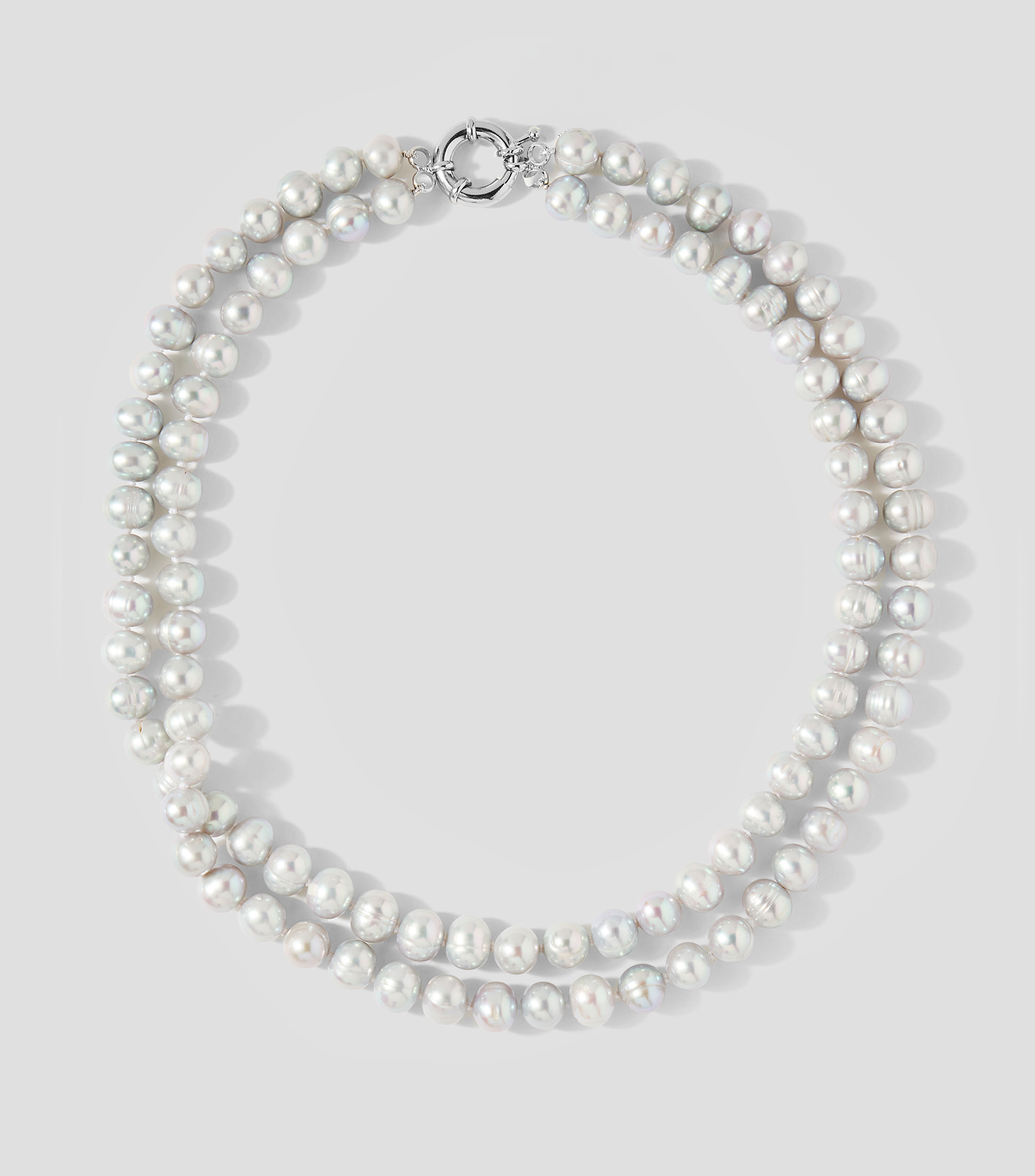 Collar doble con perlas Mujer