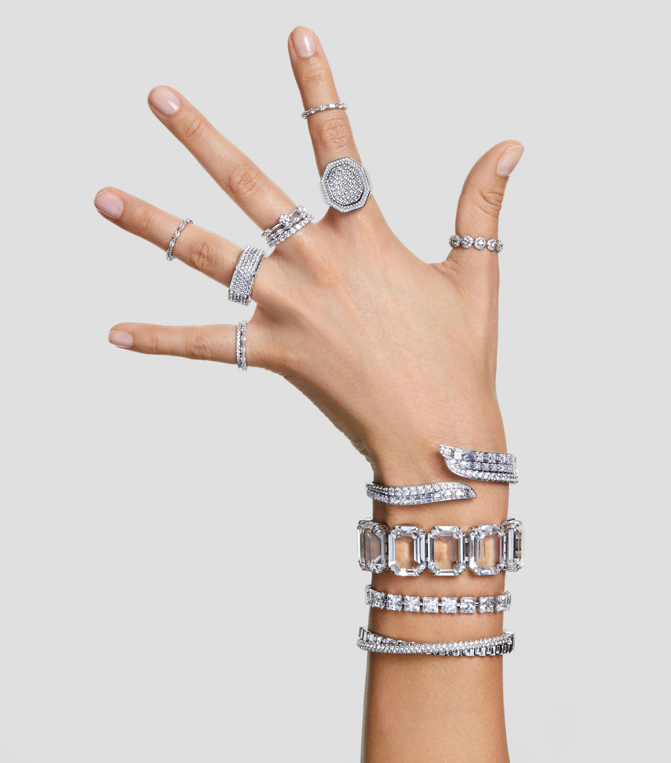 Anillo con cristales de pave Mujer