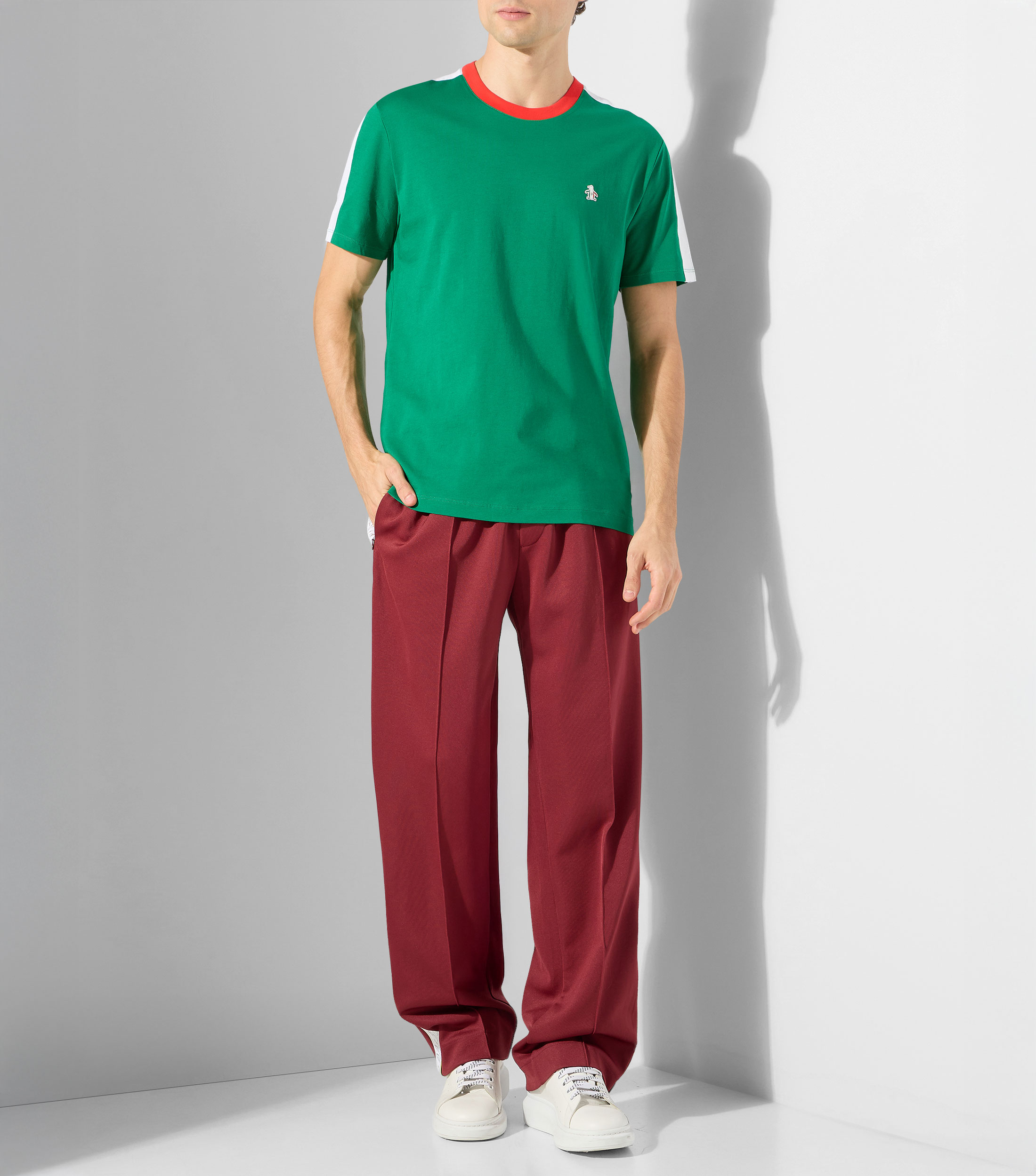 Playera de cuello redondo con manga corta lisa Hombre