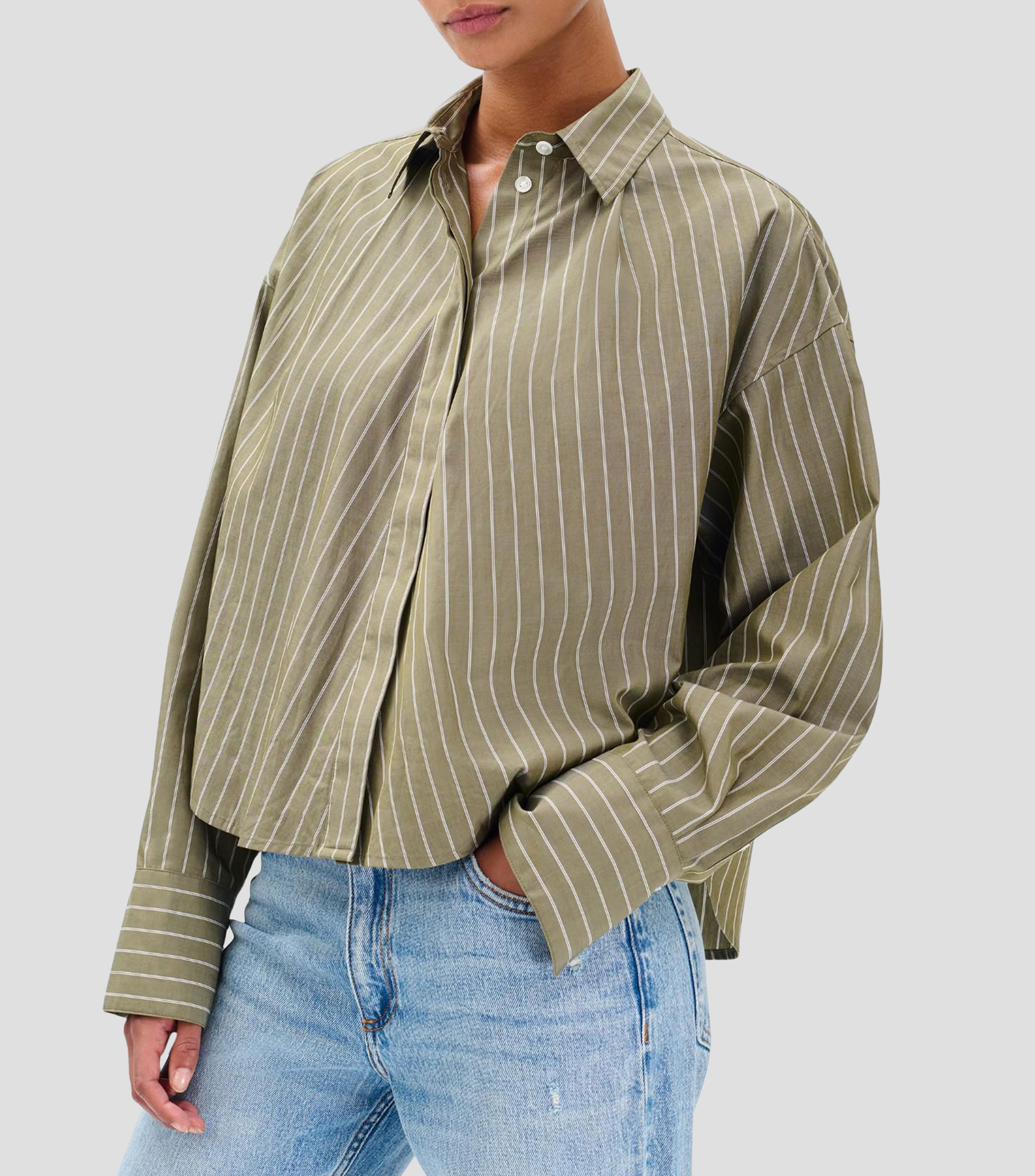 Camisa de rayas con manga larga Mujer