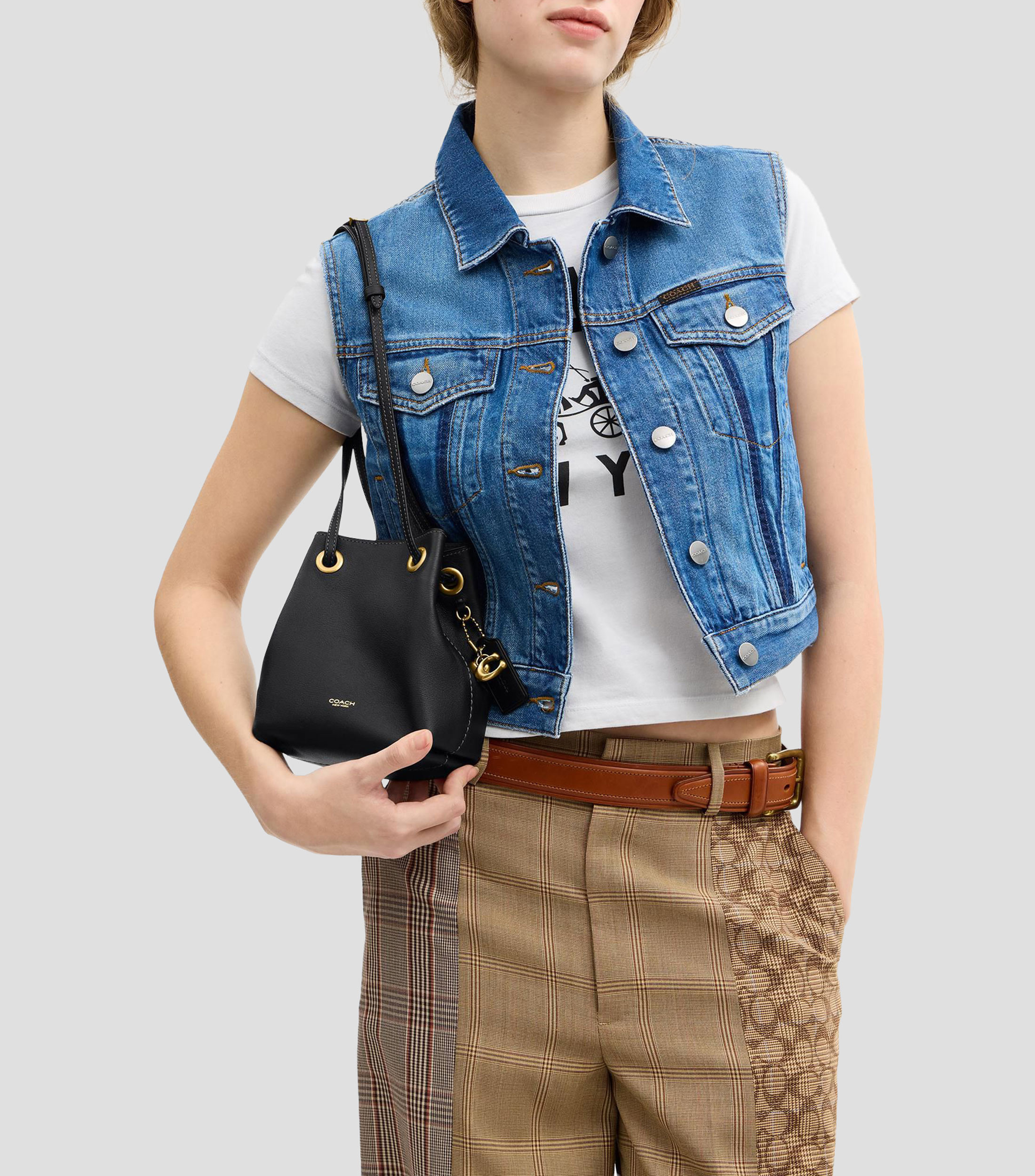 Bolsa crossbody negra en piel Jade lisa Mujer