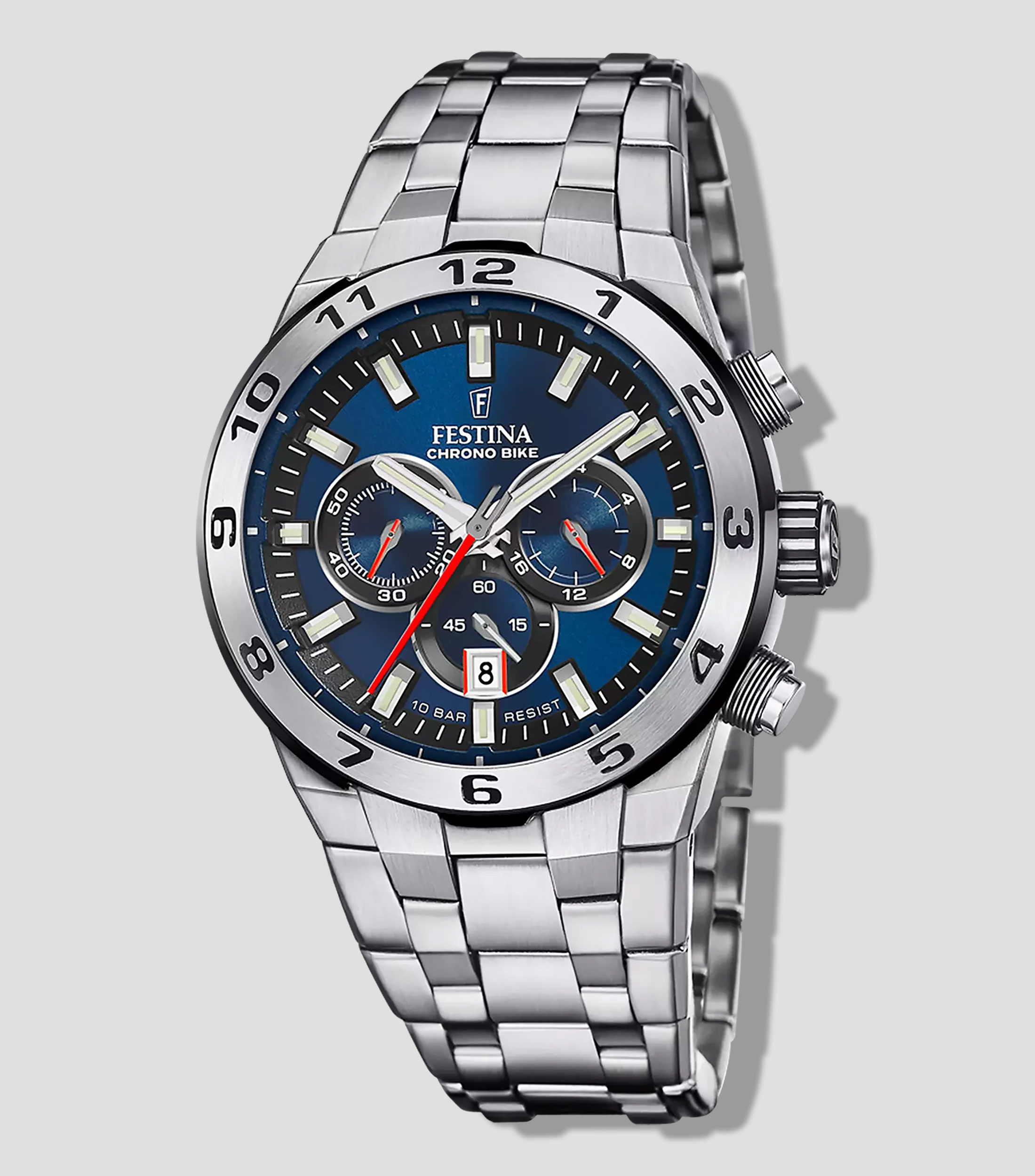 Reloj para Hombre Chrono Bike Casual Plateado, Negro