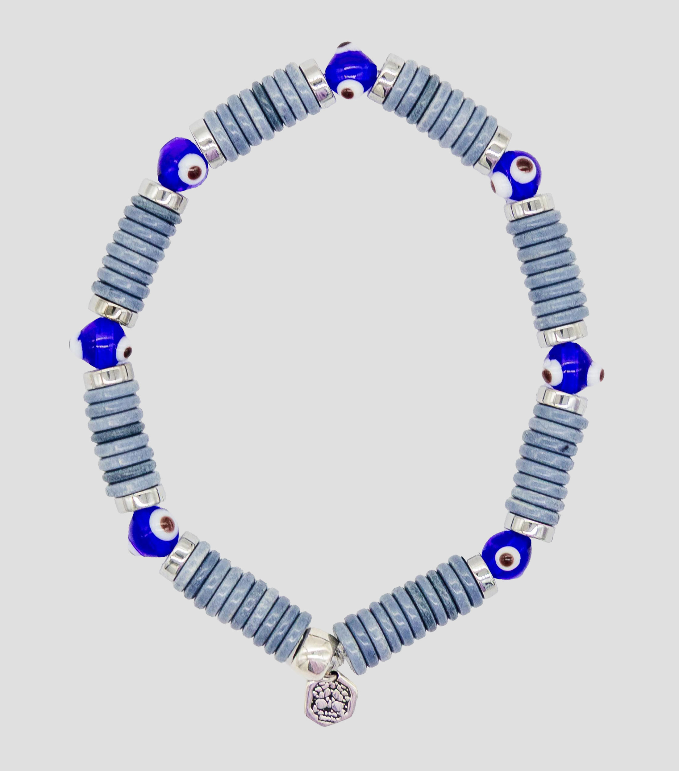 Pulsera en plata 925 azul con ojo turco Hombre