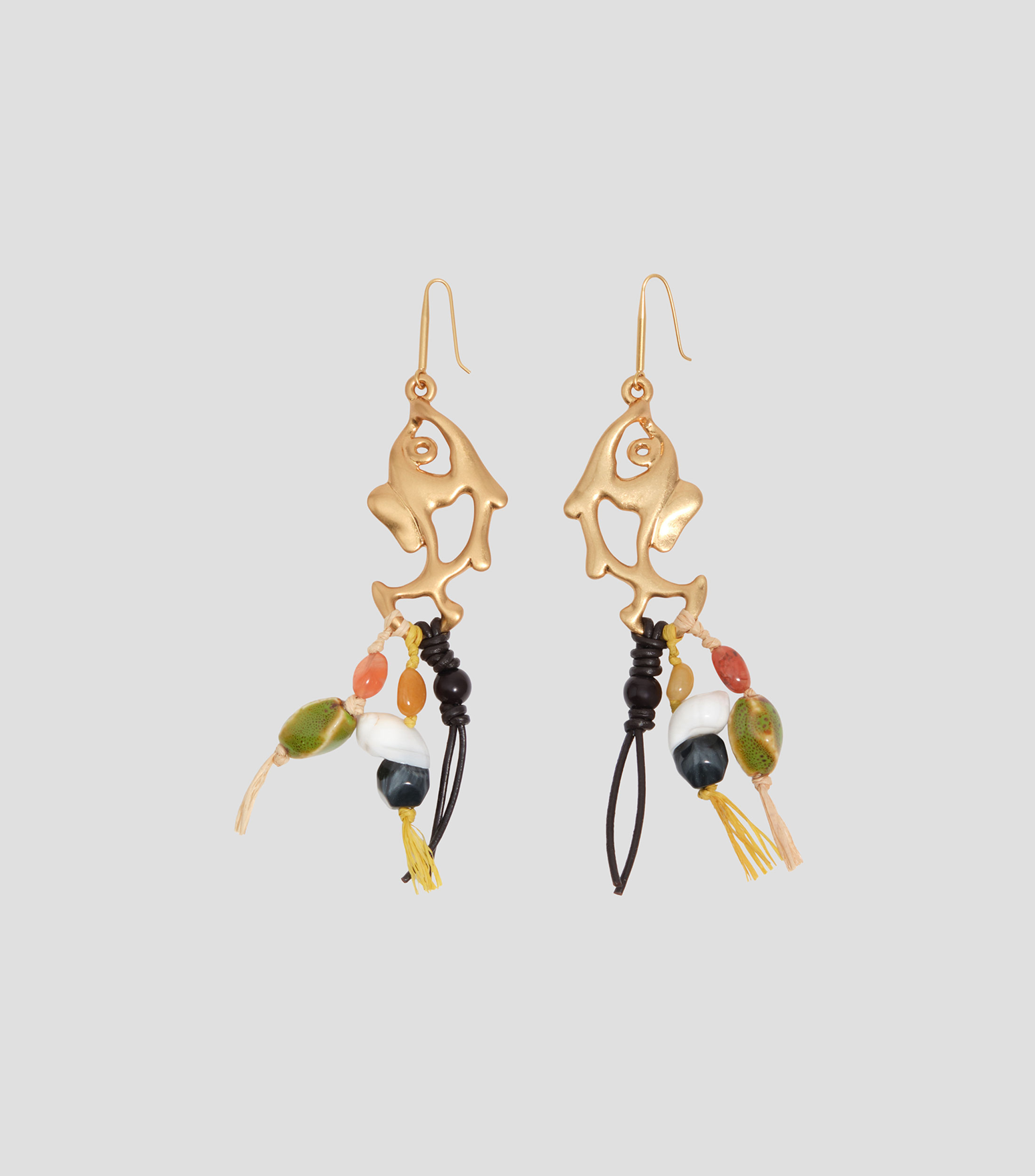 Pendientes peces metal y cerámica Mujer